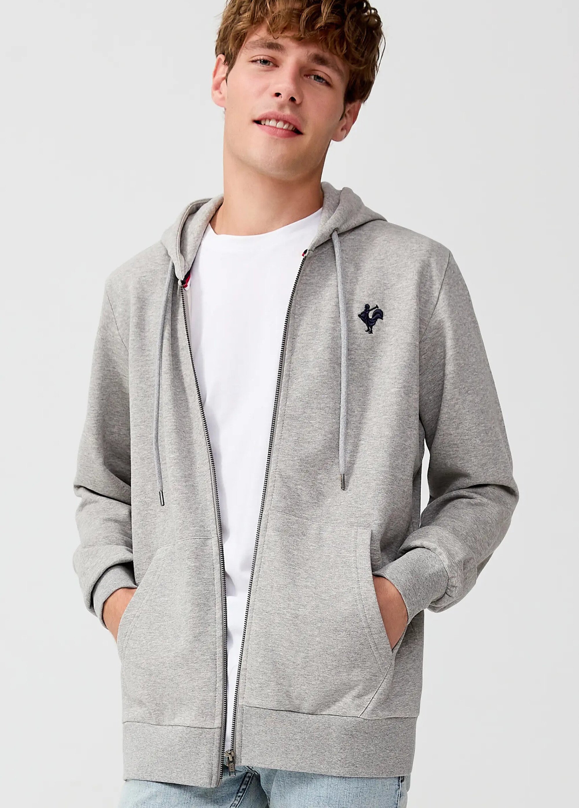 Sweat shirt zippé à capuche, kangourou Gris MFKDUCASSE MV1