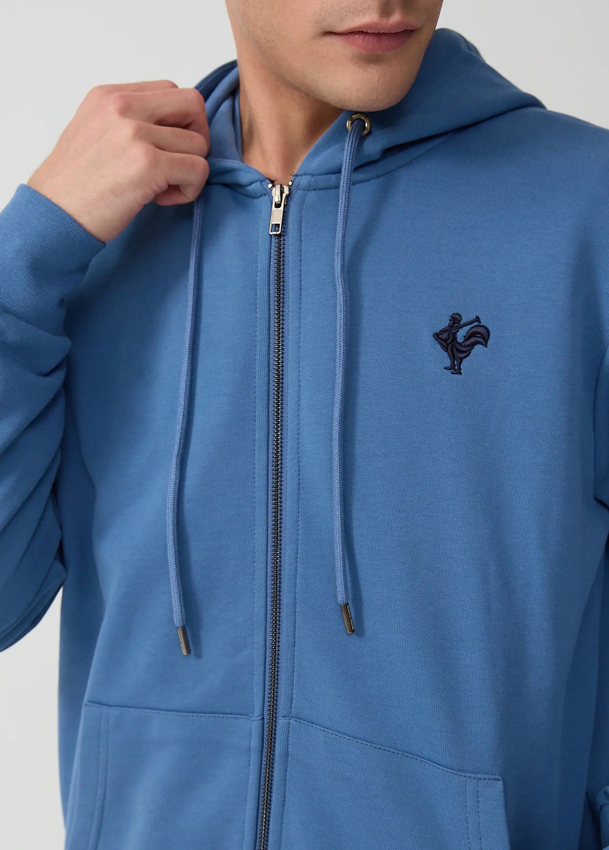 Sweat shirt zippé à capuche, kangourou Bleu MFKDUCASSE DE1