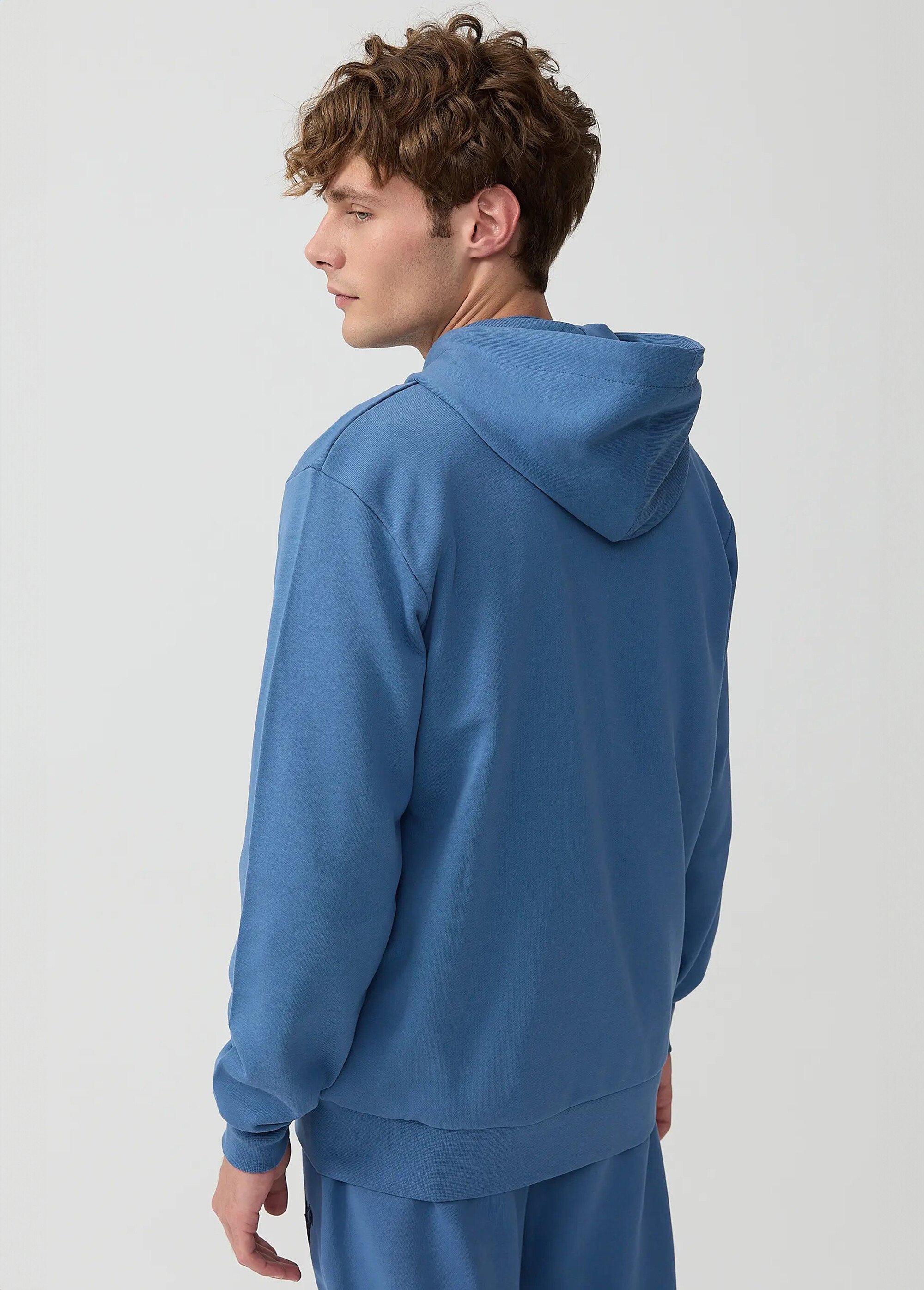 Sweat shirt zippé à capuche, kangourou Bleu MFKDUCASSE DO1