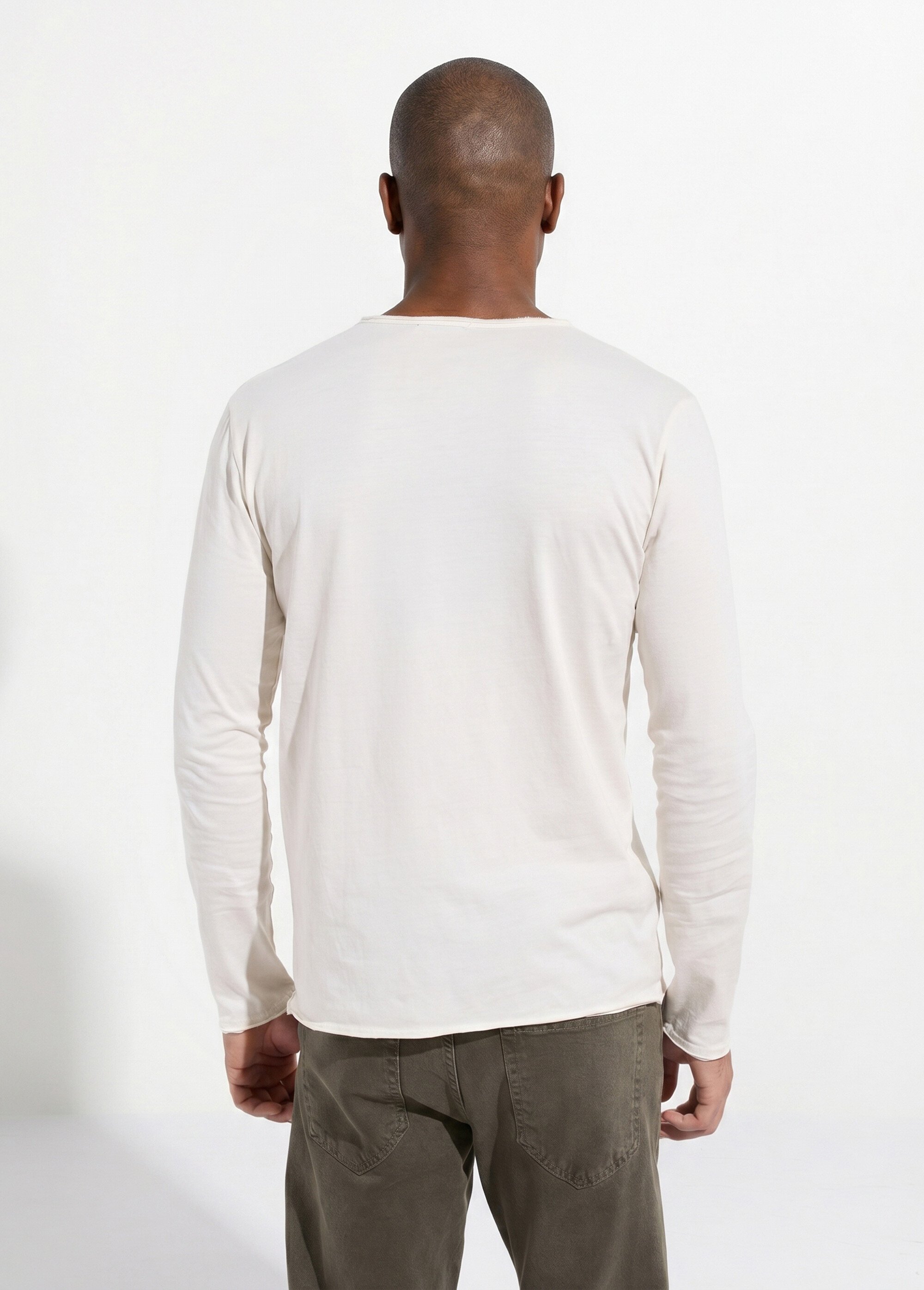 T-shirt col rond détails aspect brut Homme Beige MENTM7005 DO1