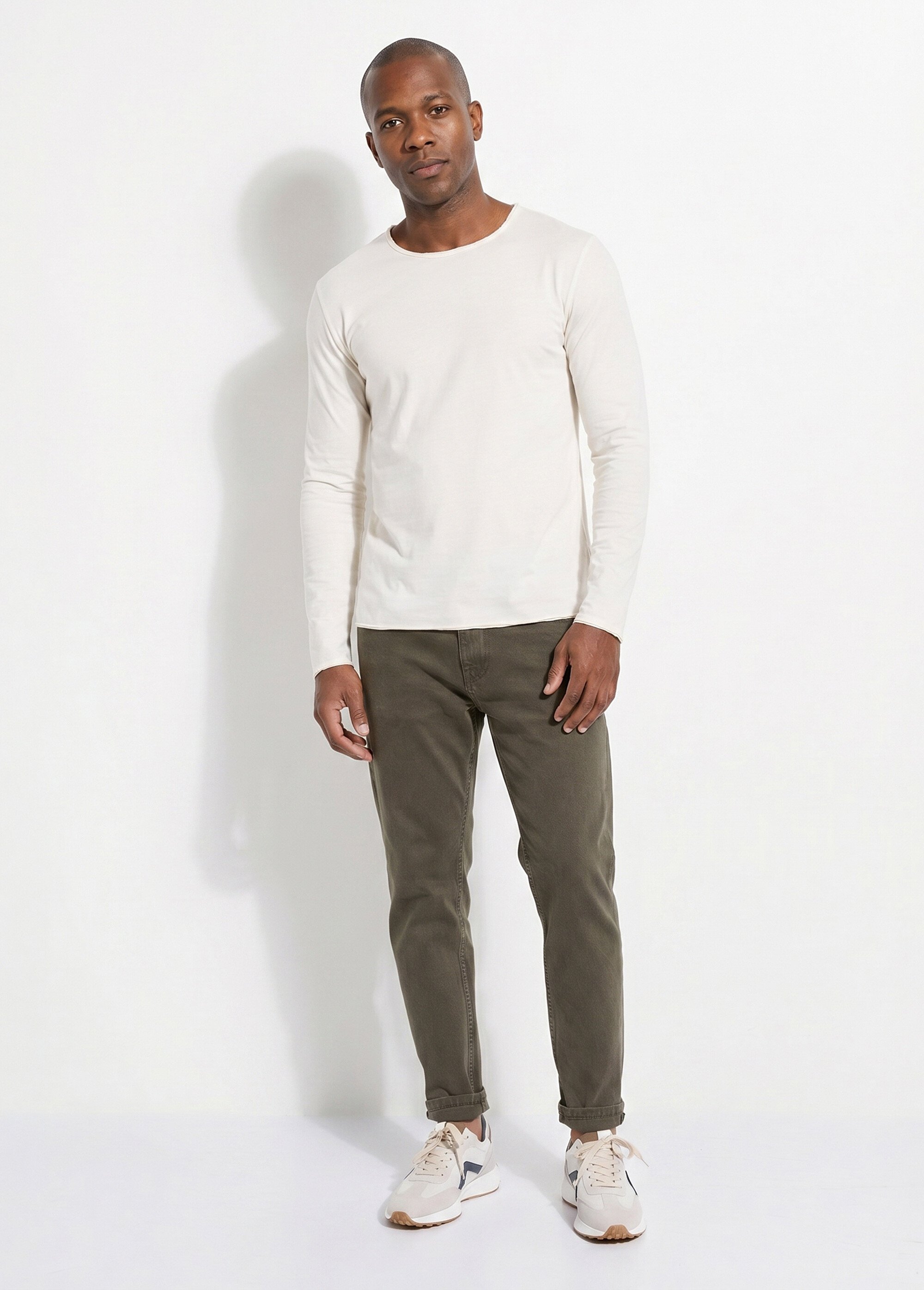 T-shirt col rond détails aspect brut Homme Beige MENTM7005 SI1