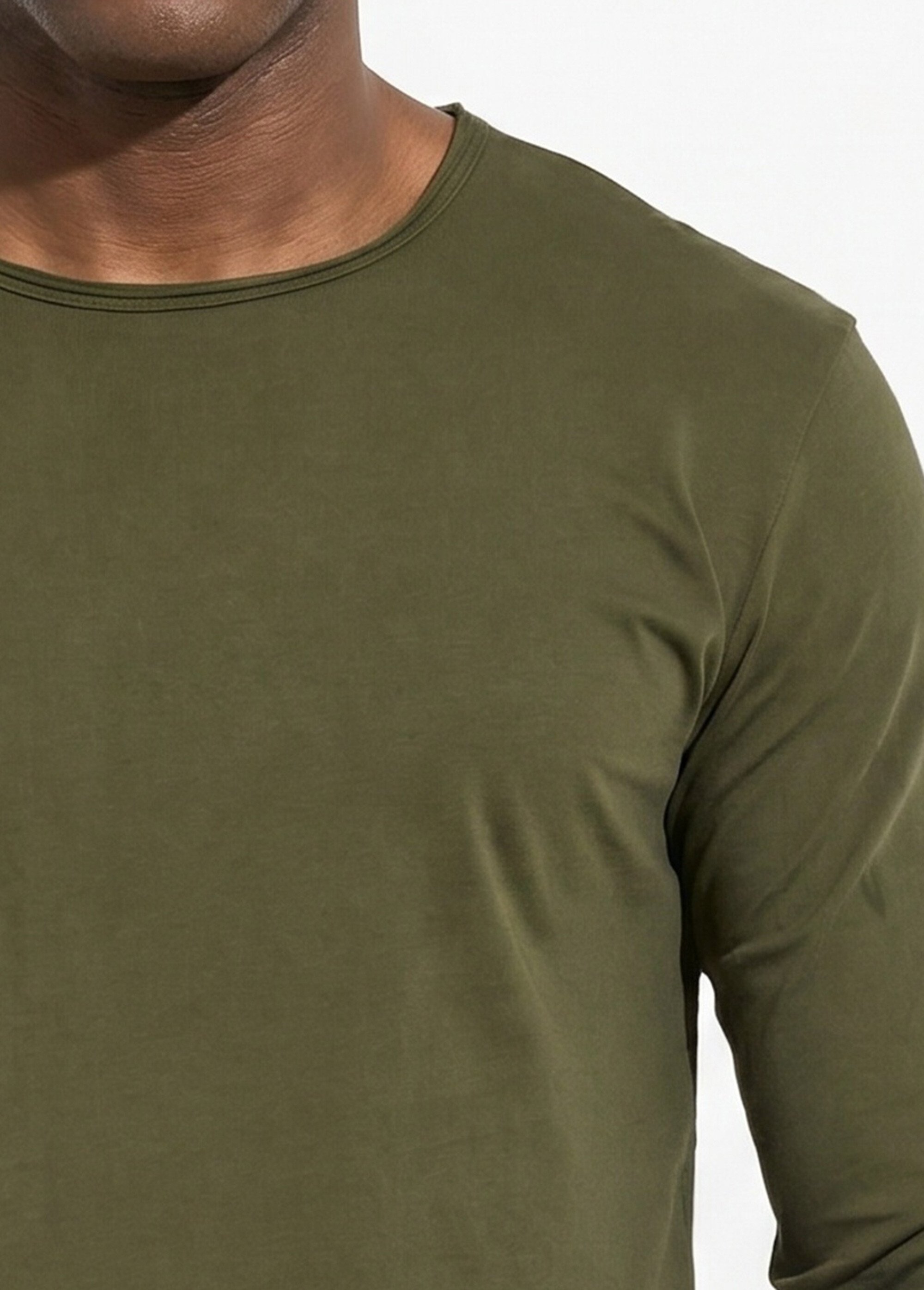 T-shirt col rond détails aspect brut Homme Vert MENTM7005 DE1