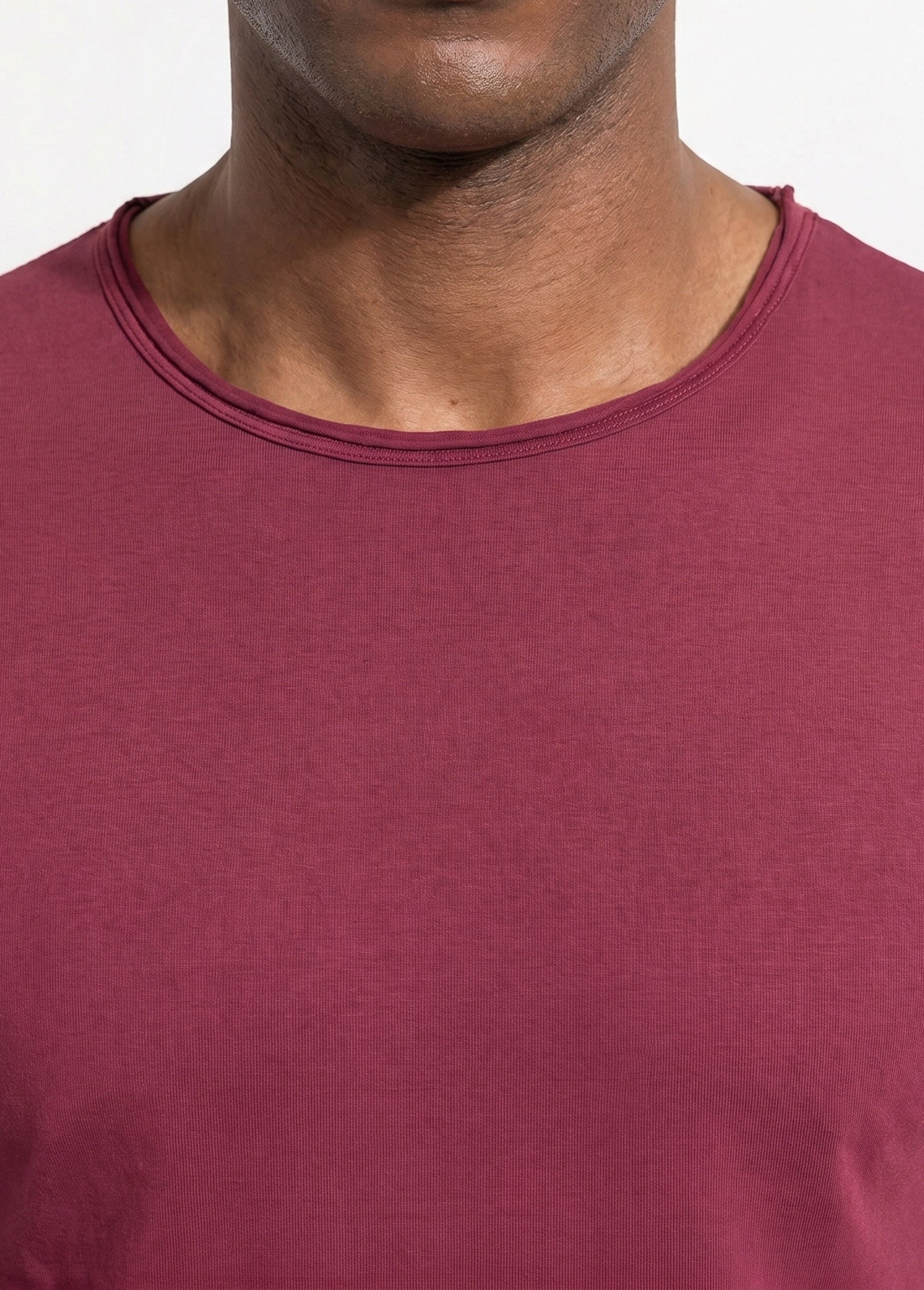 T-shirt col rond détails aspect brut Homme Rouge MENTM7005 DE1