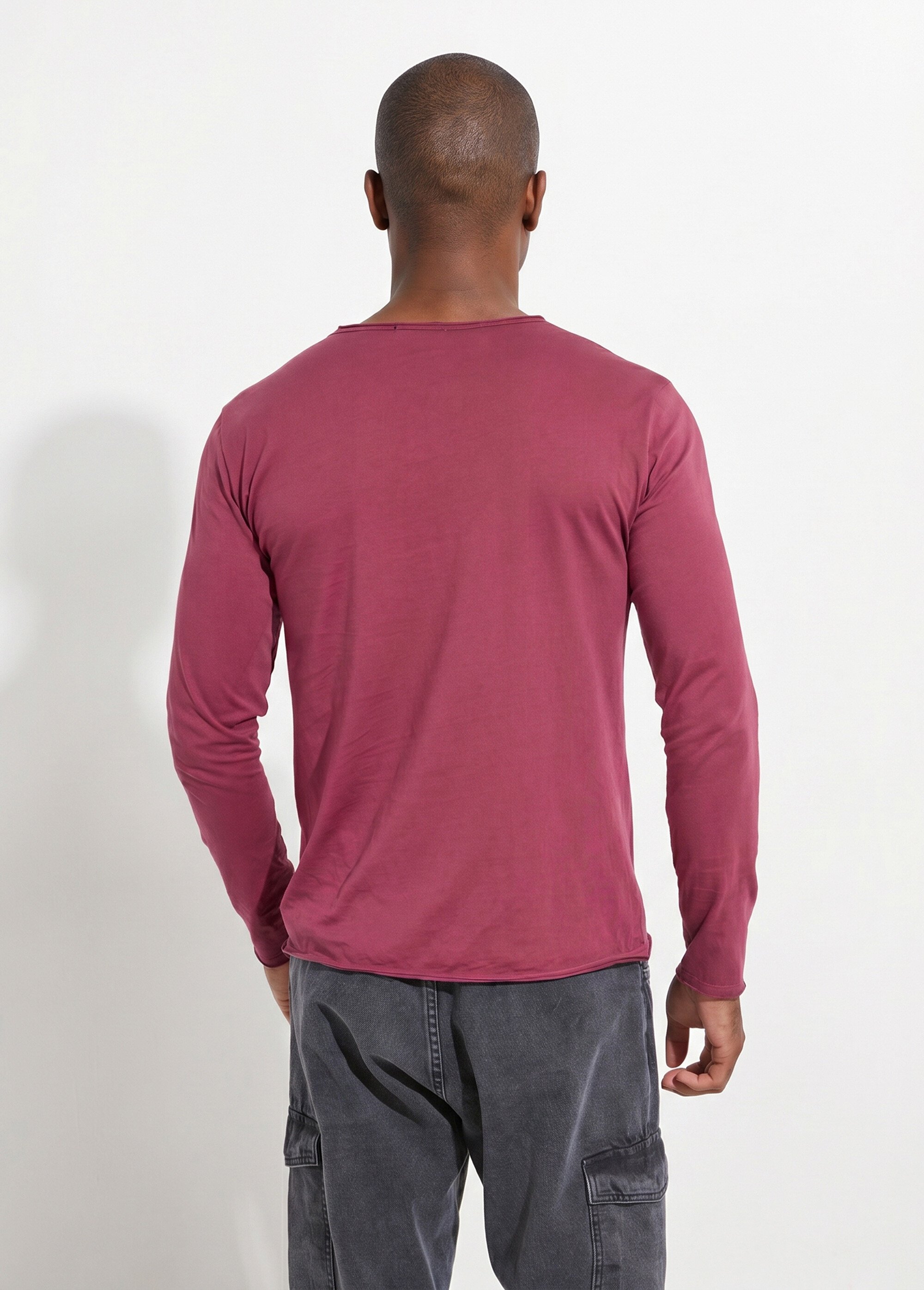 T-shirt col rond détails aspect brut Homme Rouge MENTM7005 DO1