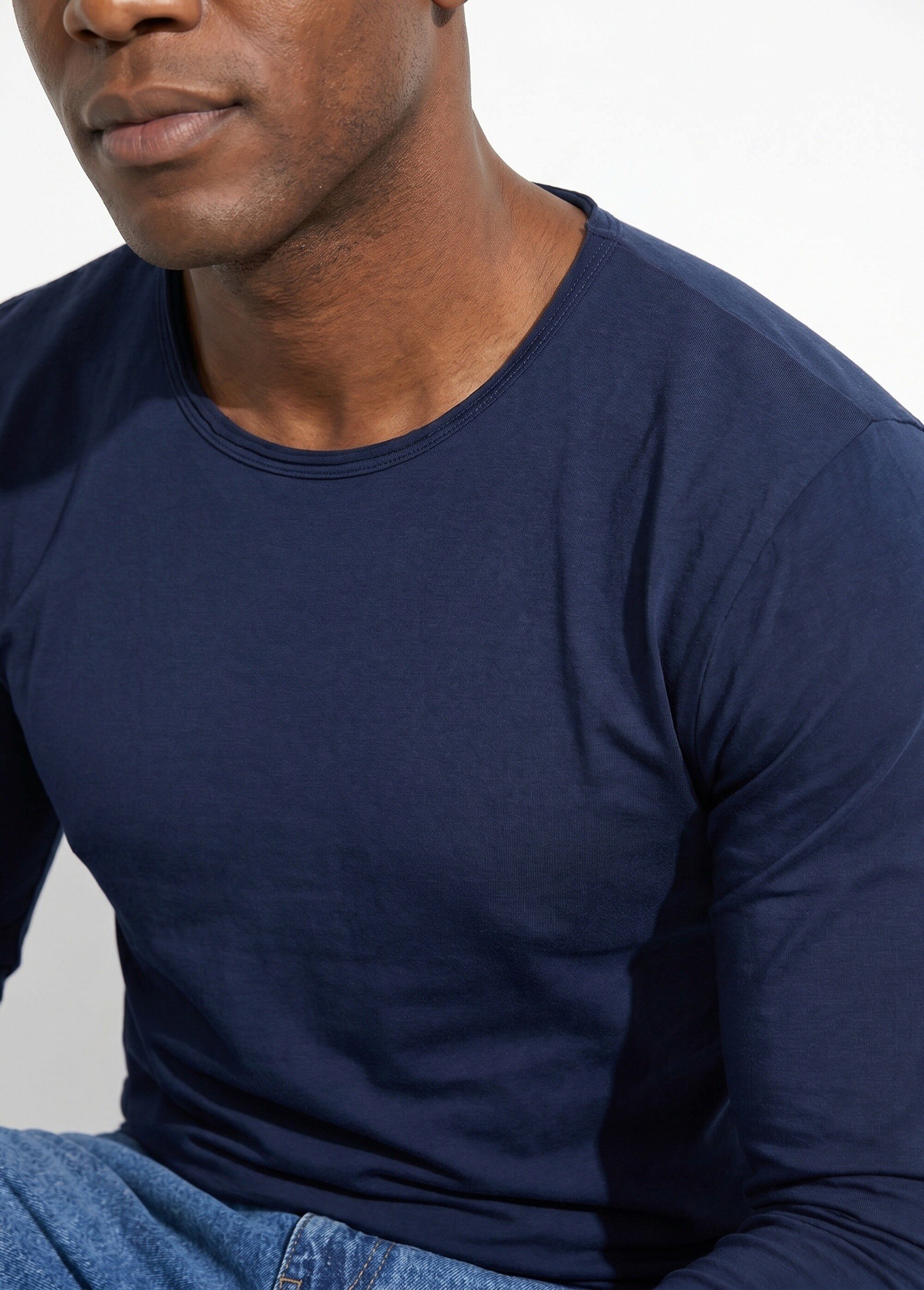T-shirt col rond détails aspect brut Homme Bleu MENTM7005 DE1