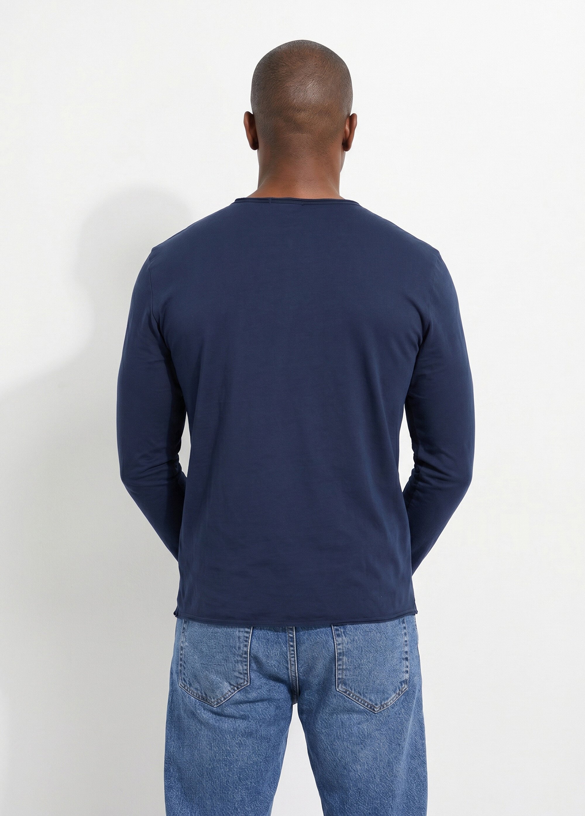 T-shirt col rond détails aspect brut Homme Bleu MENTM7005 DO1