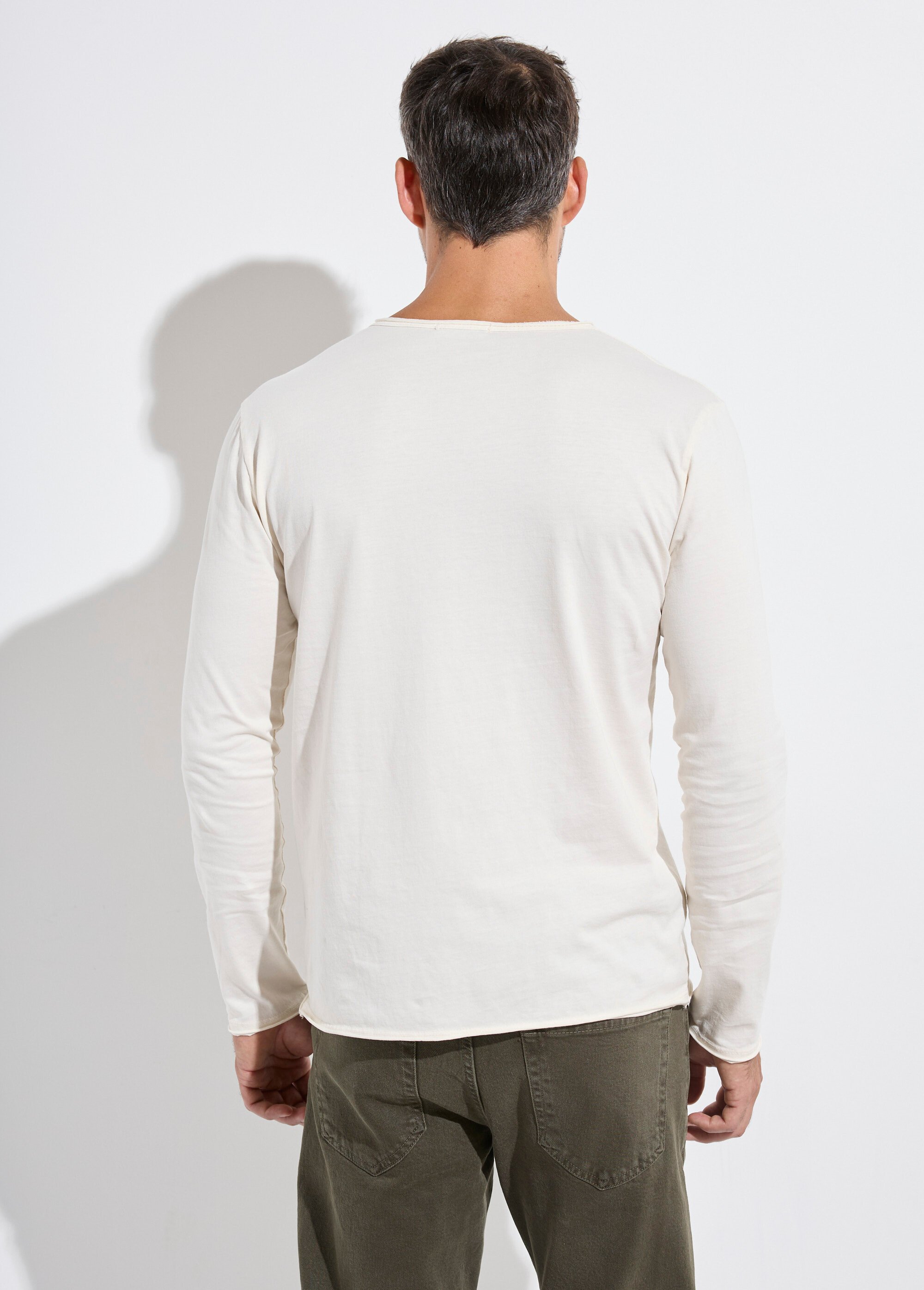 T-shirt col rond détails aspect brut Homme Beige MENTM7005 DO1