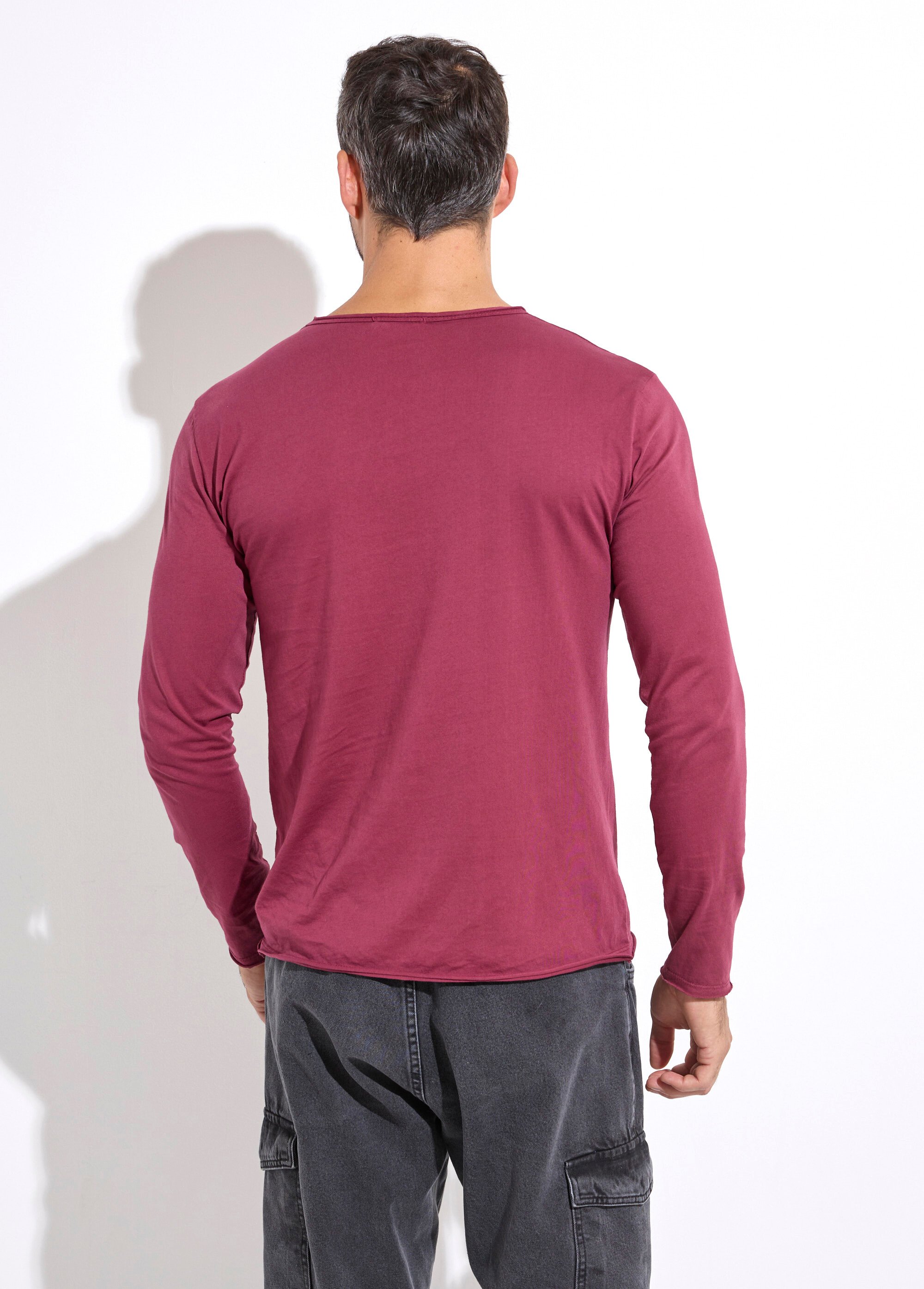 T-shirt col rond détails aspect brut Homme Rouge MENTM7005 DO1