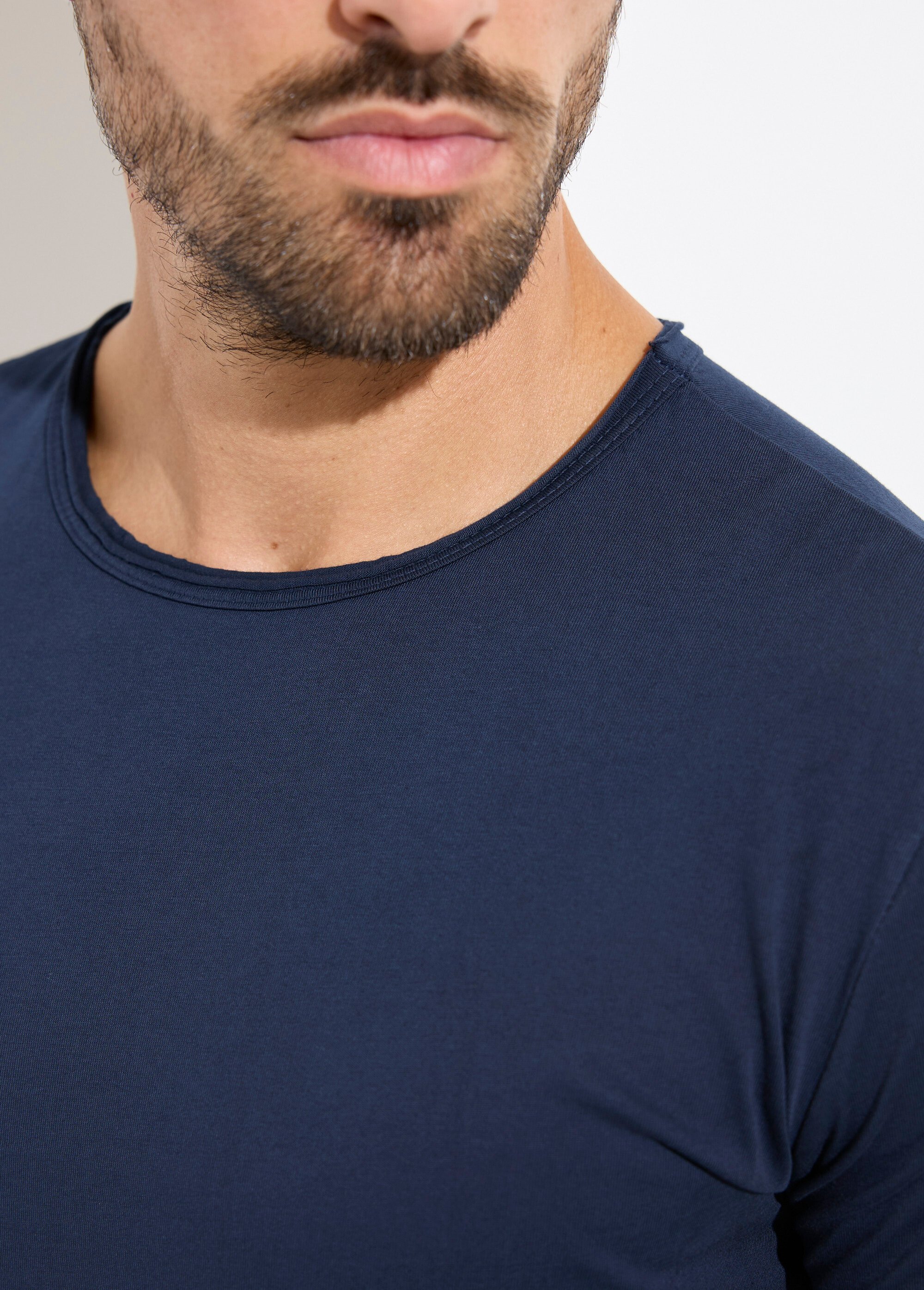 T-shirt col rond détails aspect brut Homme Bleu MENTM7005 DE1