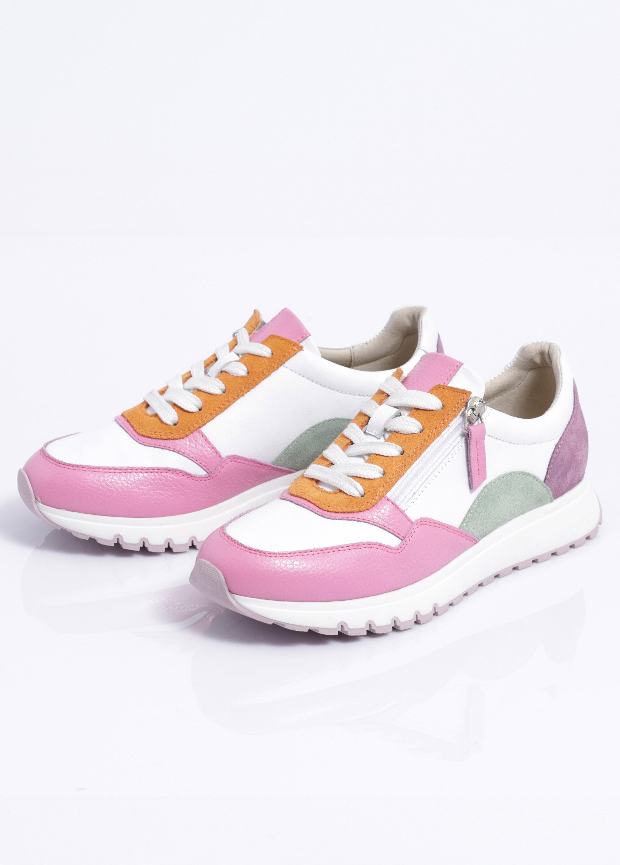 Baskets compensées cuir lacées et zippées Femme Blanc OPALINA DE1