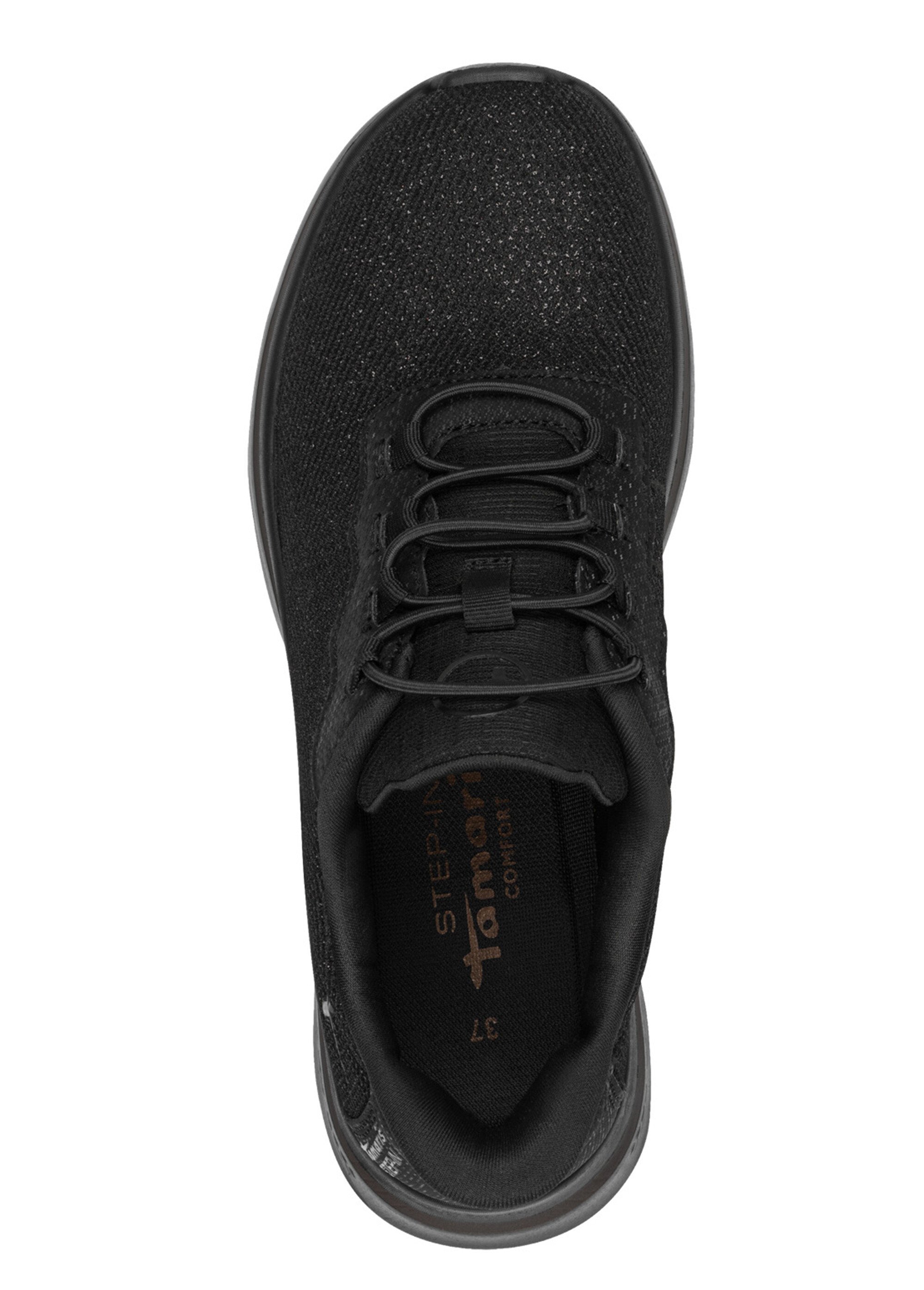 Baskets sportswear en mesh compensées Femme Noir TAM88372645 OV1