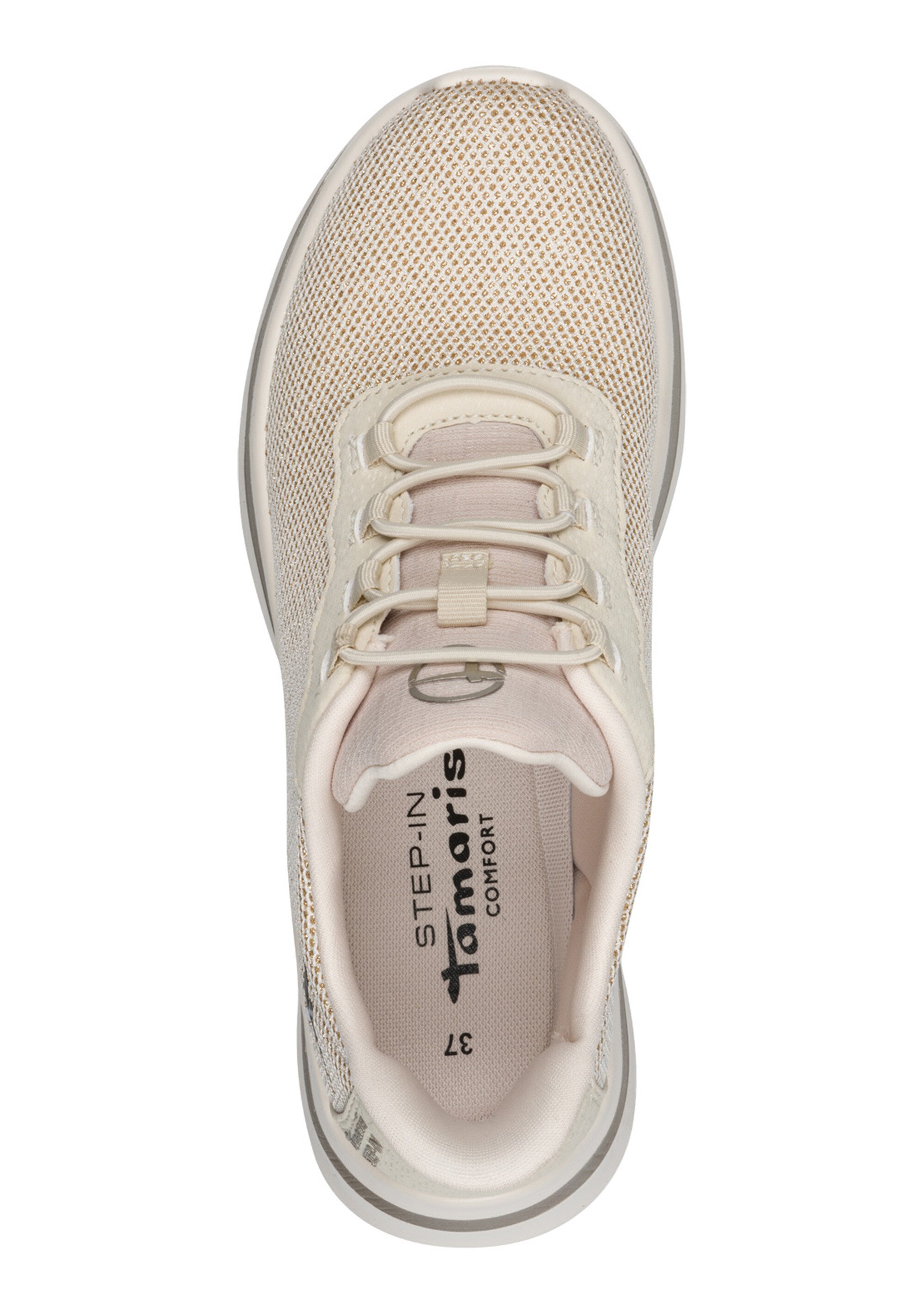 Baskets sportswear en mesh compensées Femme Beige TAM88372645 OV1