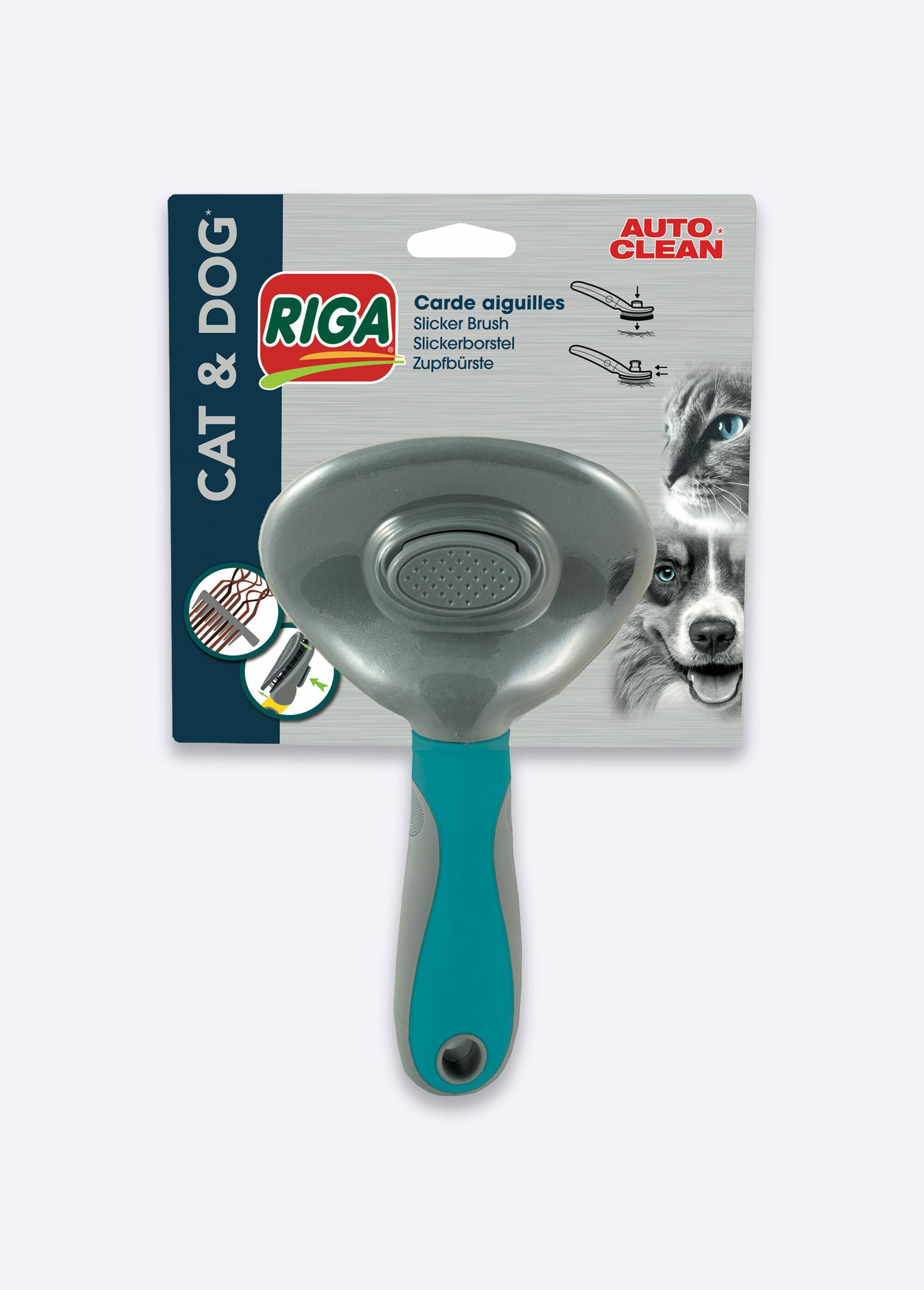Carde autonettoyante métal, chien/chat GRIS RIG-00005500EL FA1