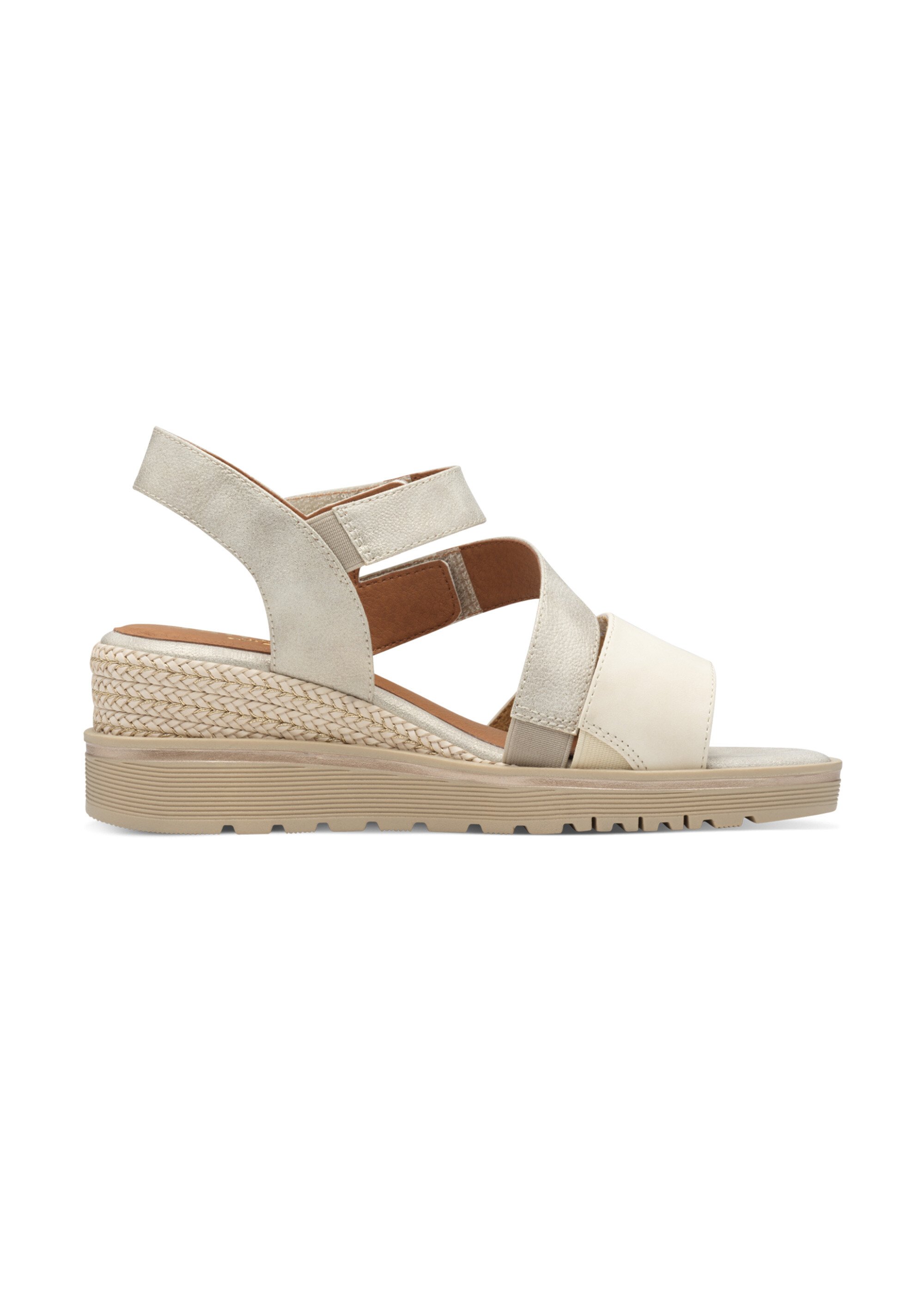 Sandales compensées brides scratchées Femme Beige JAN82876344 DR1