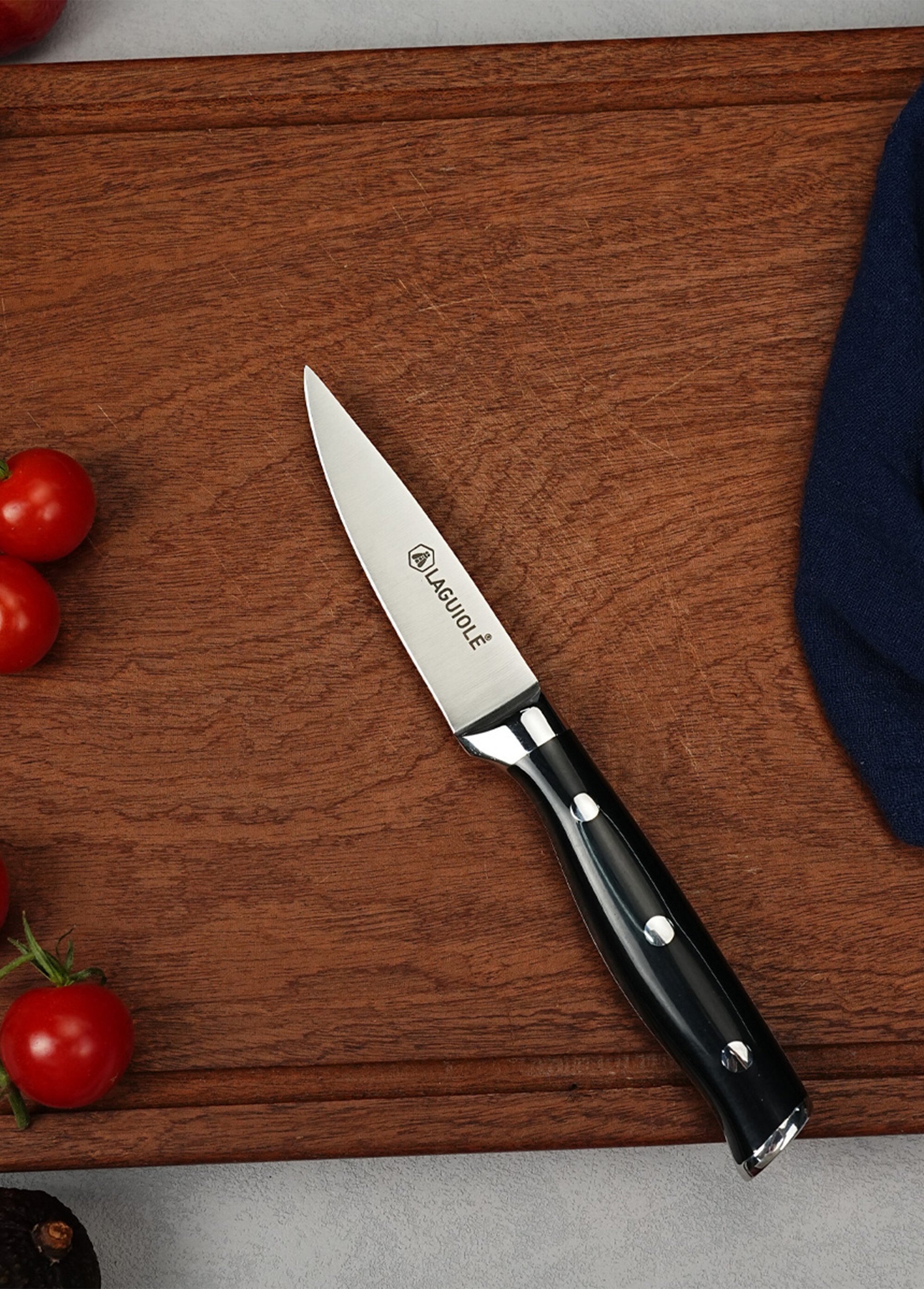 Couteau à légumes lame forgée, Essentials Noir 9170605 SI1