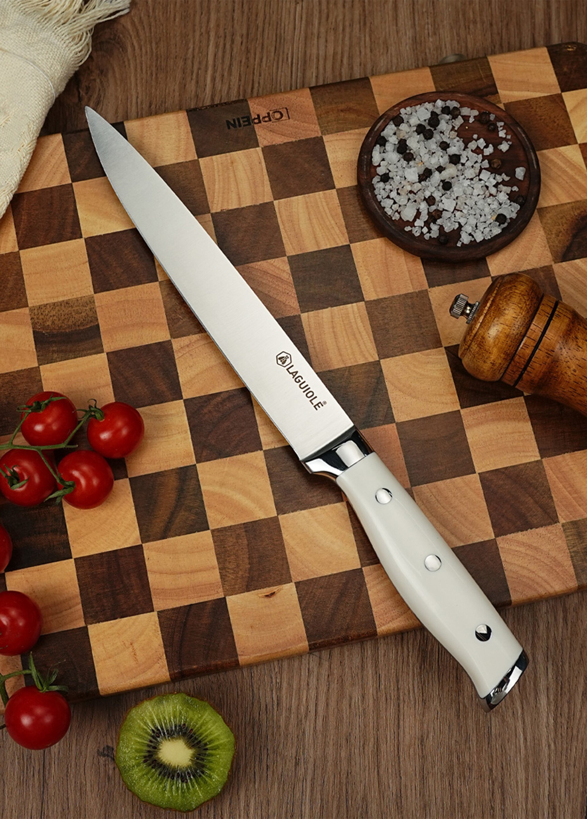 Couteau à trancher lame forgée, Elégance Blanc 9171935 SI1