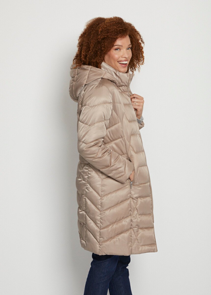 Doudoune longue matelassée à capuche Femme Marron TIGNAC DR1