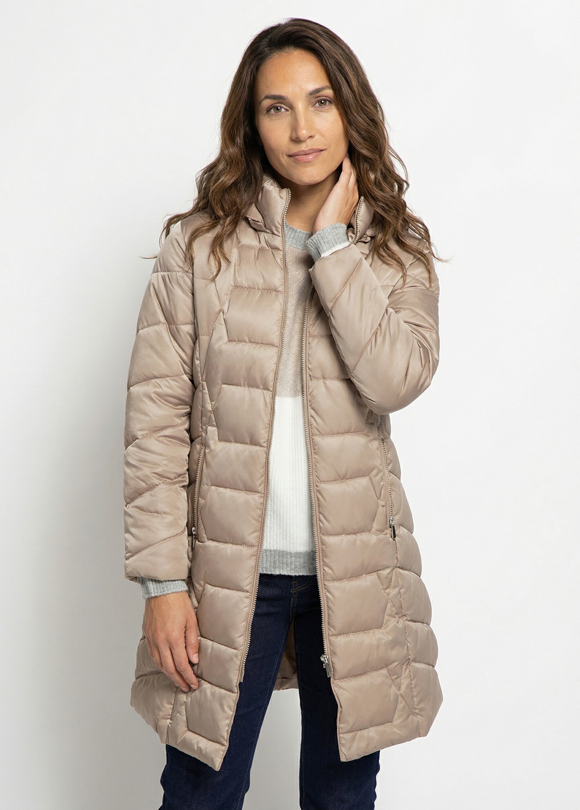 Doudoune longue matelassée à capuche Femme Marron TIGNAC FA1