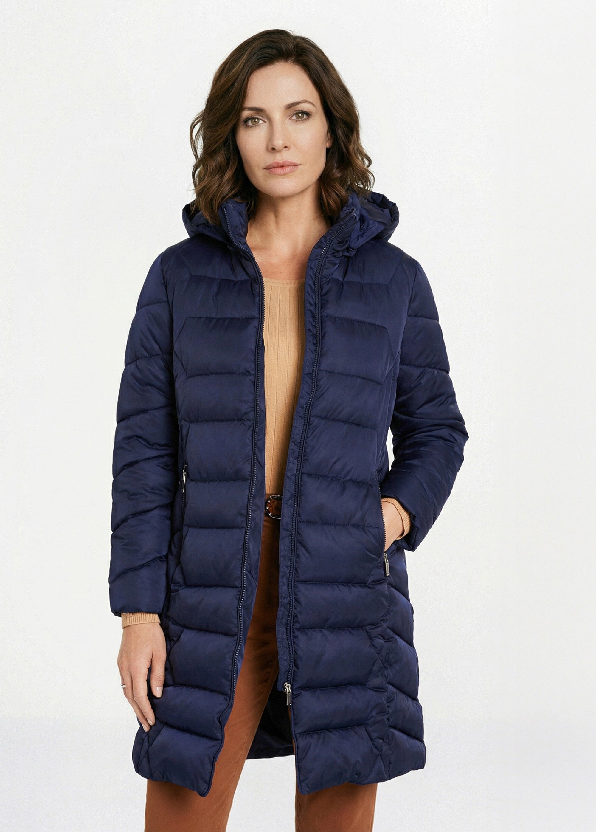 Doudoune longue matelassée à capuche Femme Bleu TIGNAC FA1