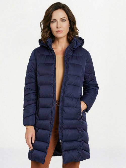 Doudoune longue matelassée à capuche Femme Bleu TIGNAC FA1