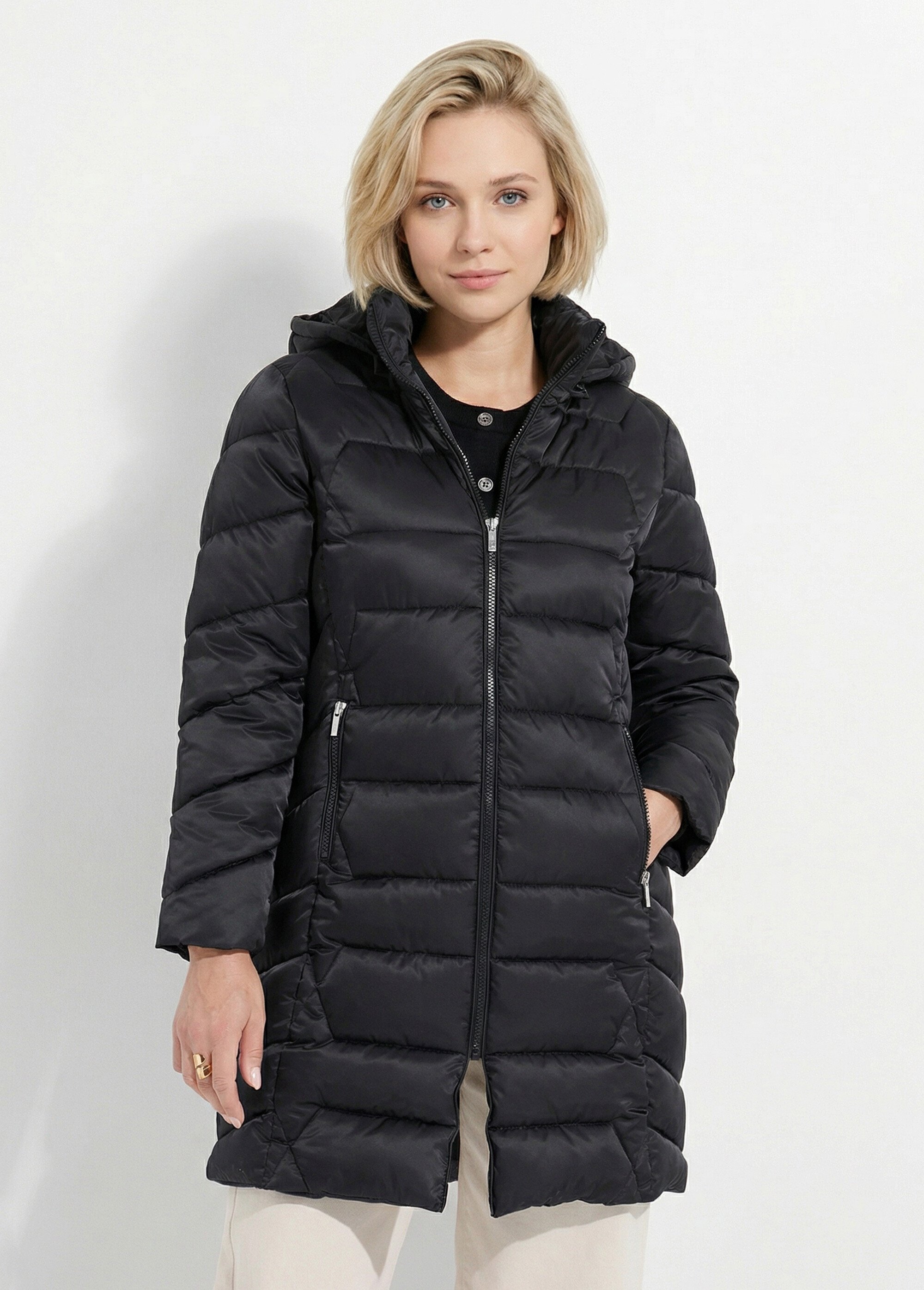 Doudoune longue matelassée à capuche Femme Noir TIGNAC FA1