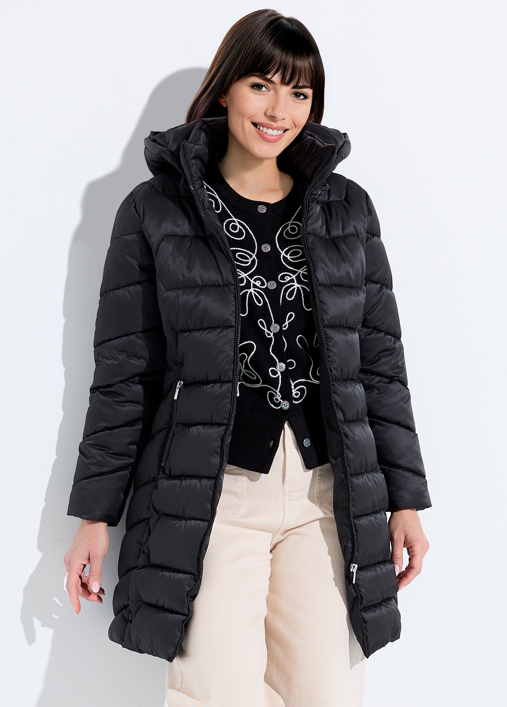 Doudoune longue matelassée à capuche