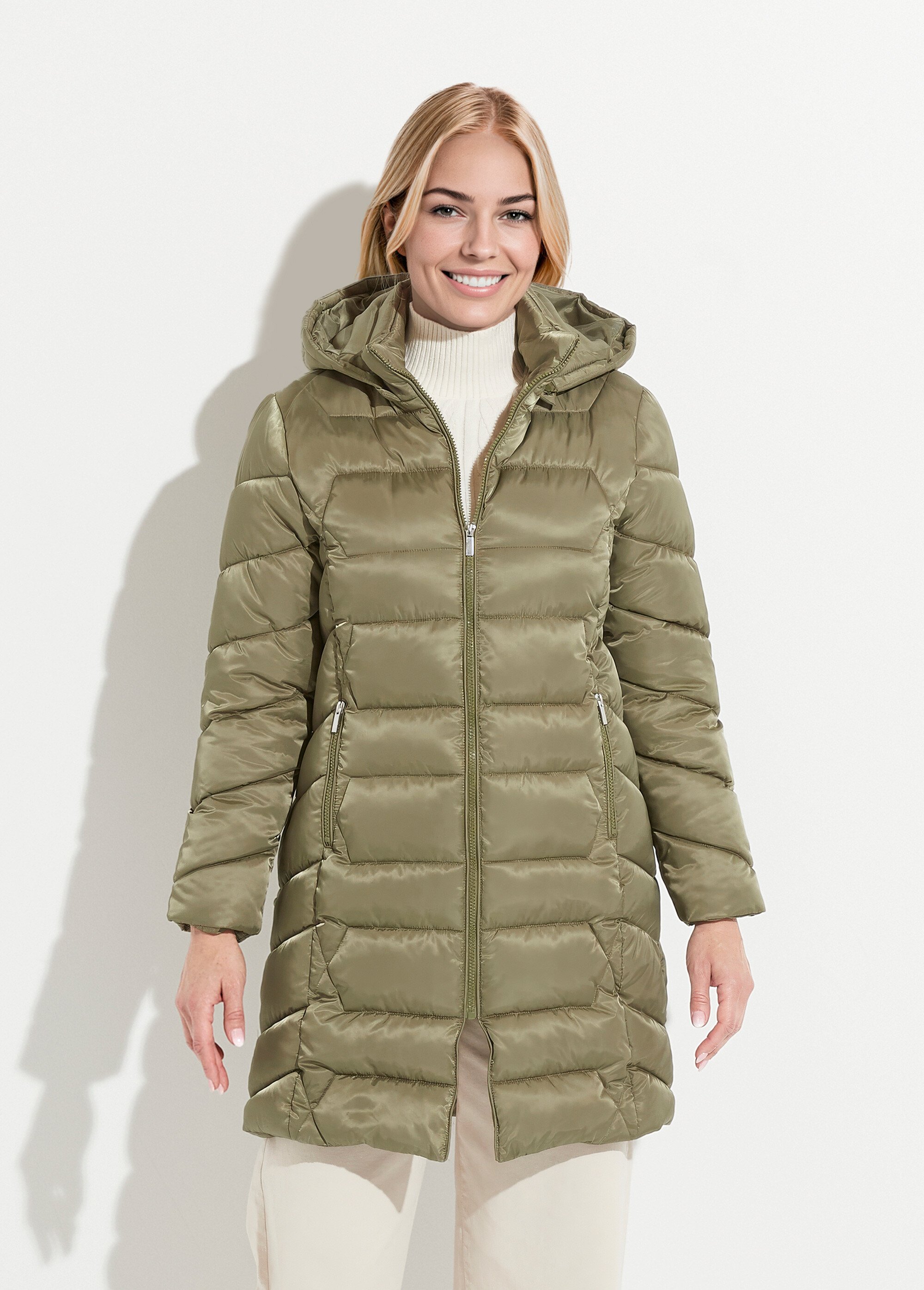 Doudoune longue matelassée à capuche Femme Vert TIGNAC FA1