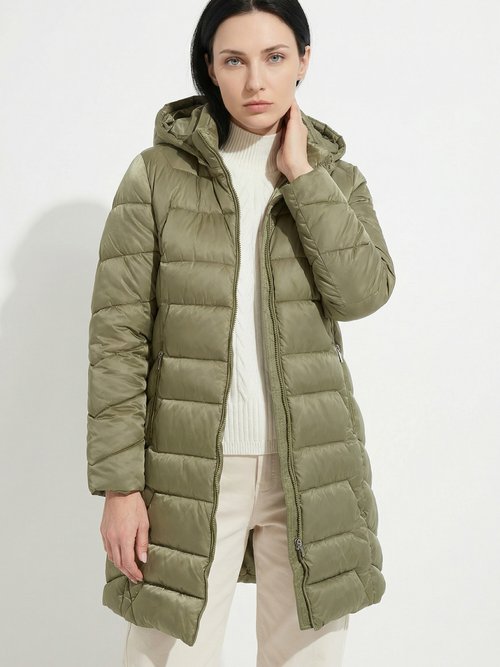 Doudoune longue matelassée à capuche Femme Vert TIGNAC MV1
