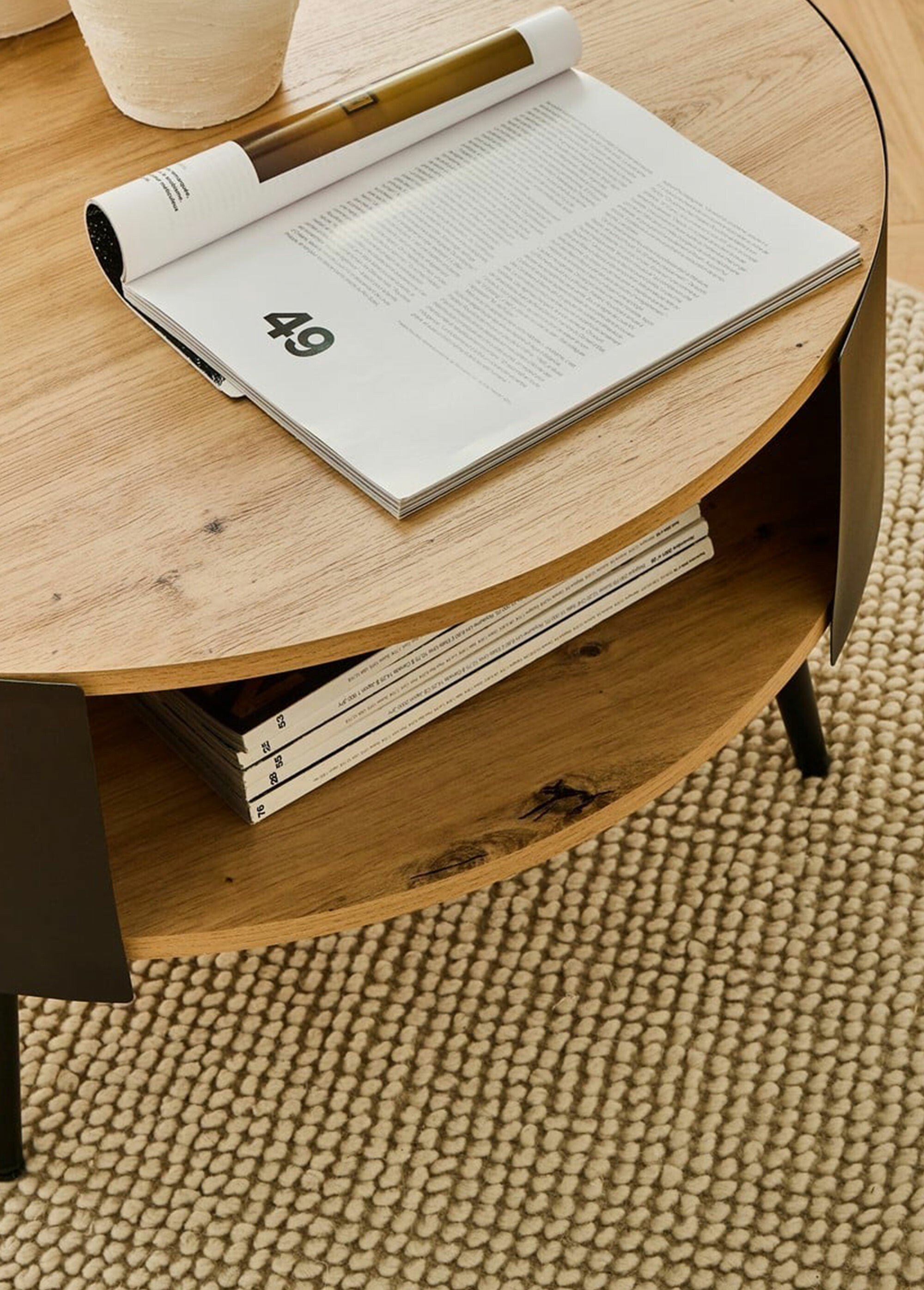 EKLO Table basse ronde flancs métal