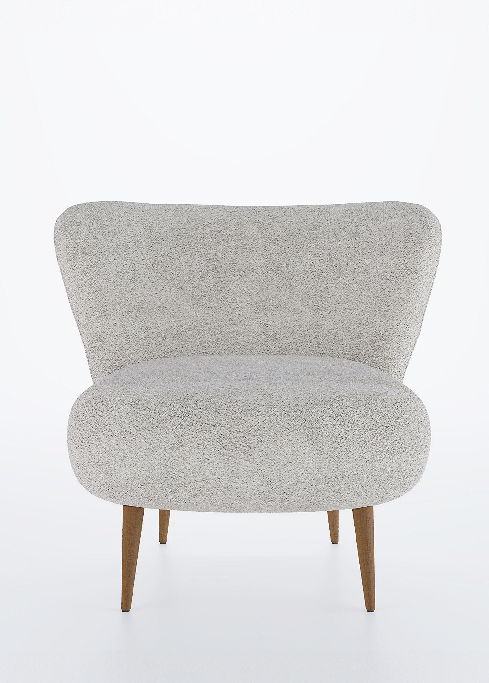 Fauteuil effet peau de mouton et pied bois GRIS POT-LEON DE1