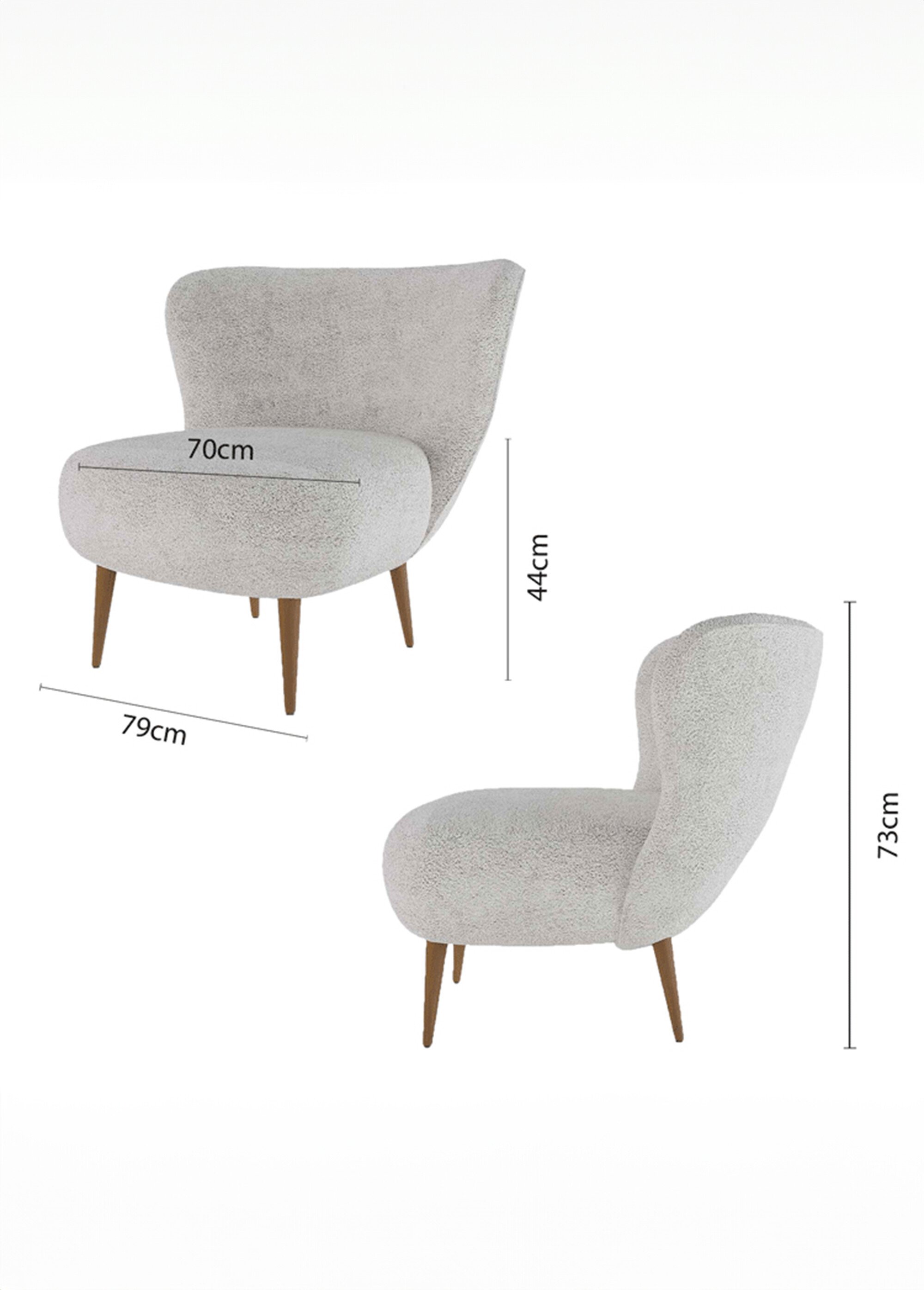 Fauteuil effet peau de mouton et pied bois GRIS POT-LEON DE2