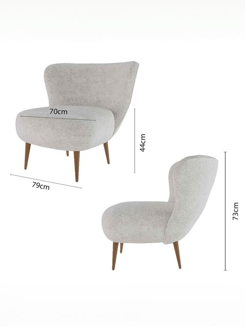 Fauteuil effet peau de mouton et pied bois GRIS POT-LEON DE2