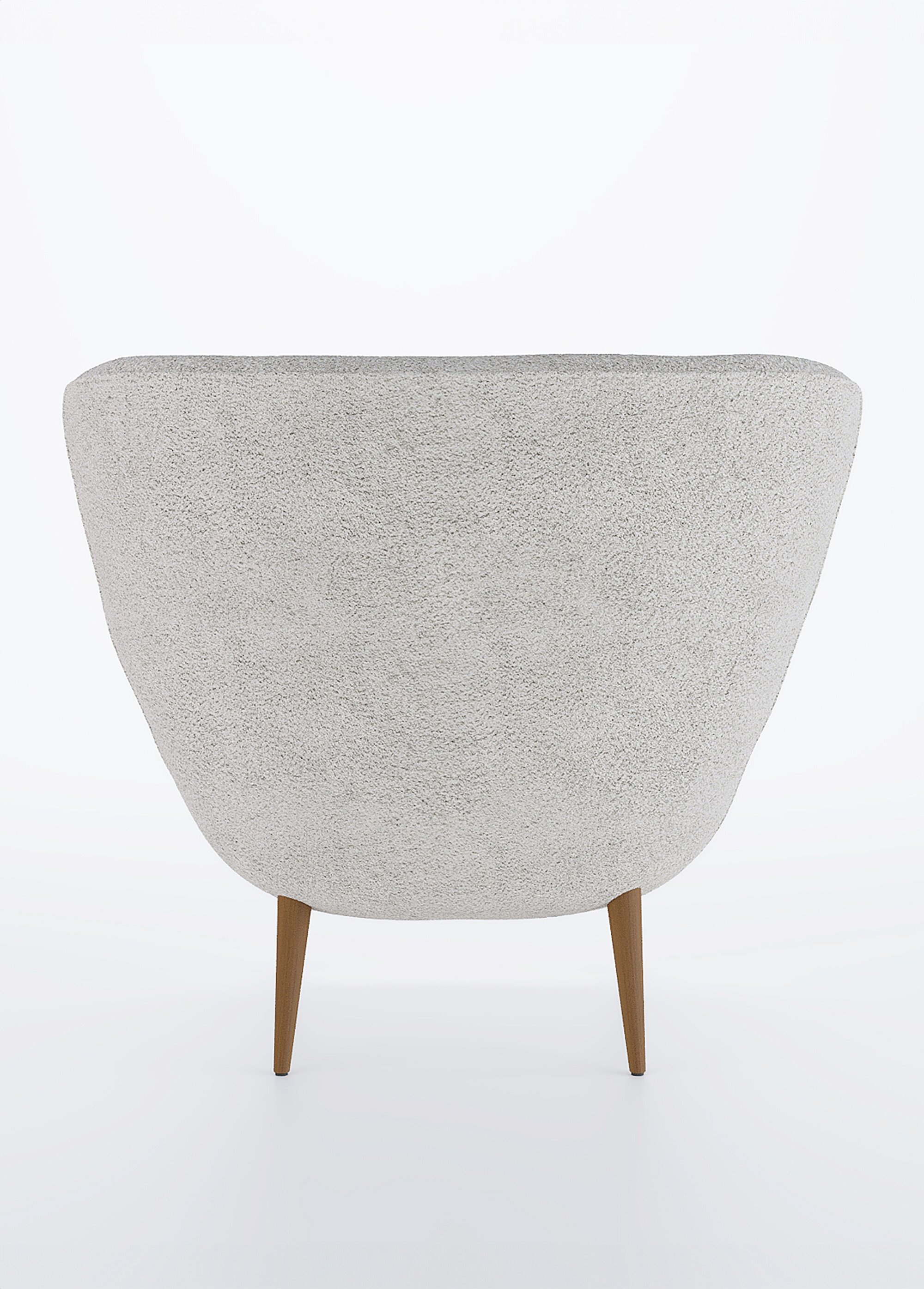 Fauteuil effet peau de mouton et pied bois GRIS POT-LEON DO1