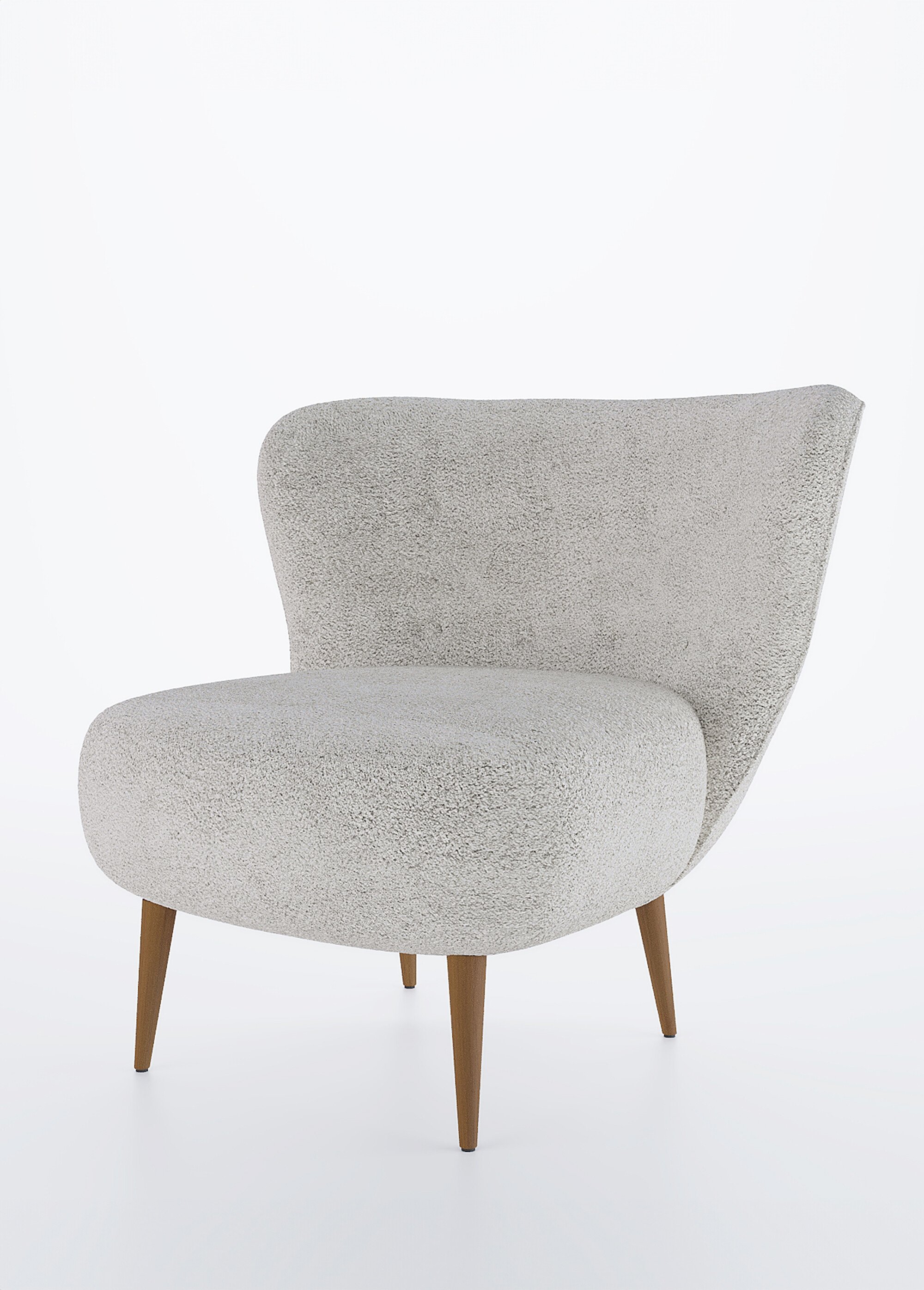 Fauteuil effet peau de mouton et pied bois GRIS POT-LEON FA1