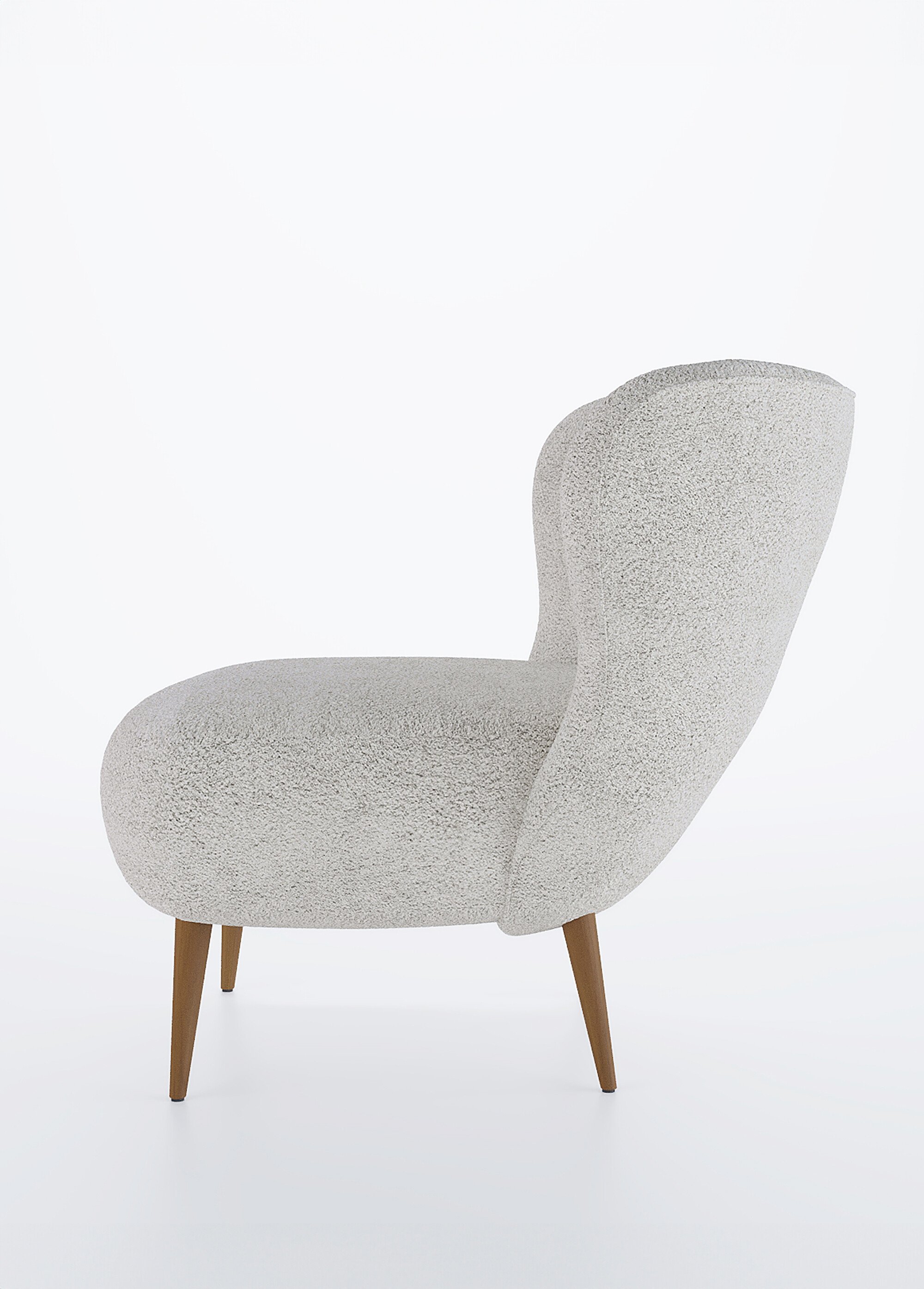 Fauteuil effet peau de mouton et pied bois GRIS POT-LEON GA1