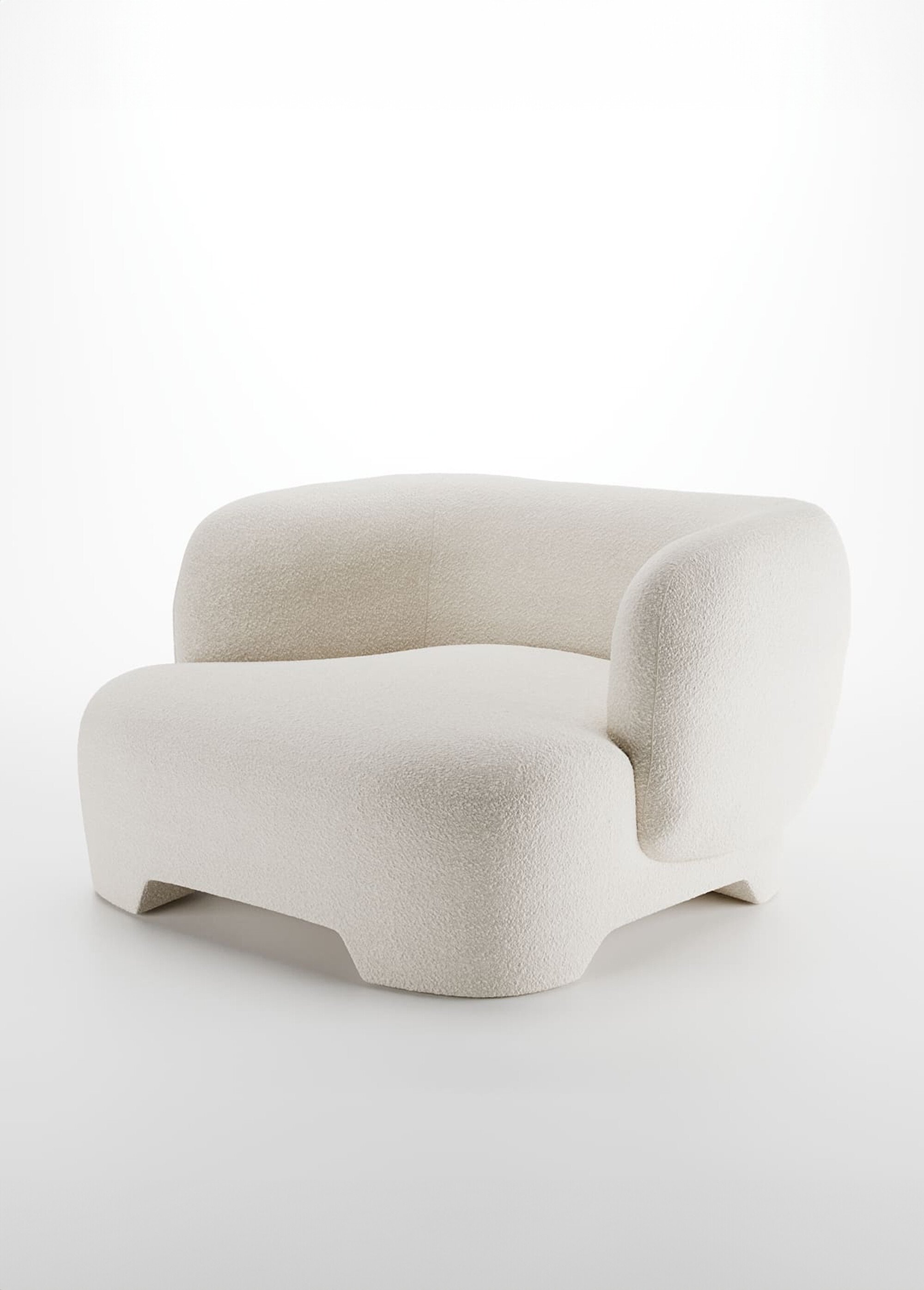Fauteuil large en maille bouclée BLANC POT-ALBANO FA1