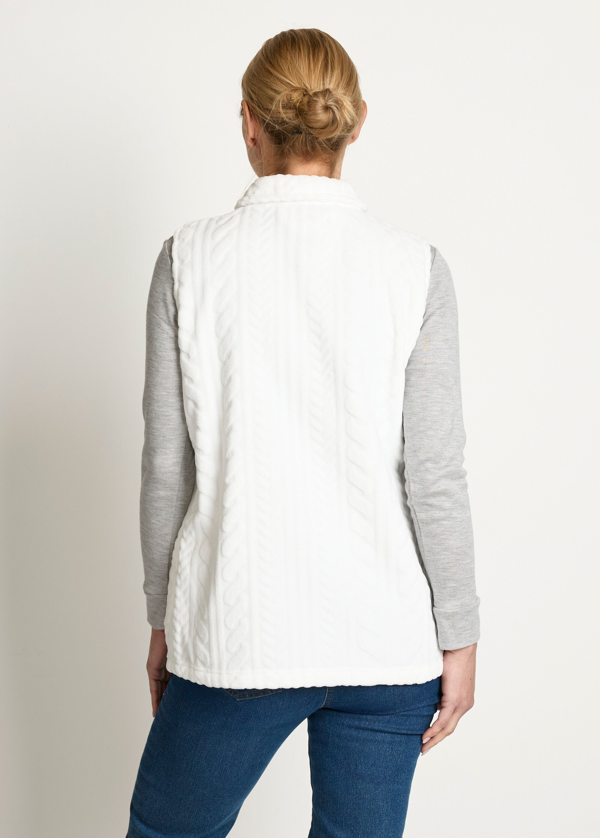 Gilet sans manches zippé polaire toucher peluche Femme Blanc SANTIANO DO1