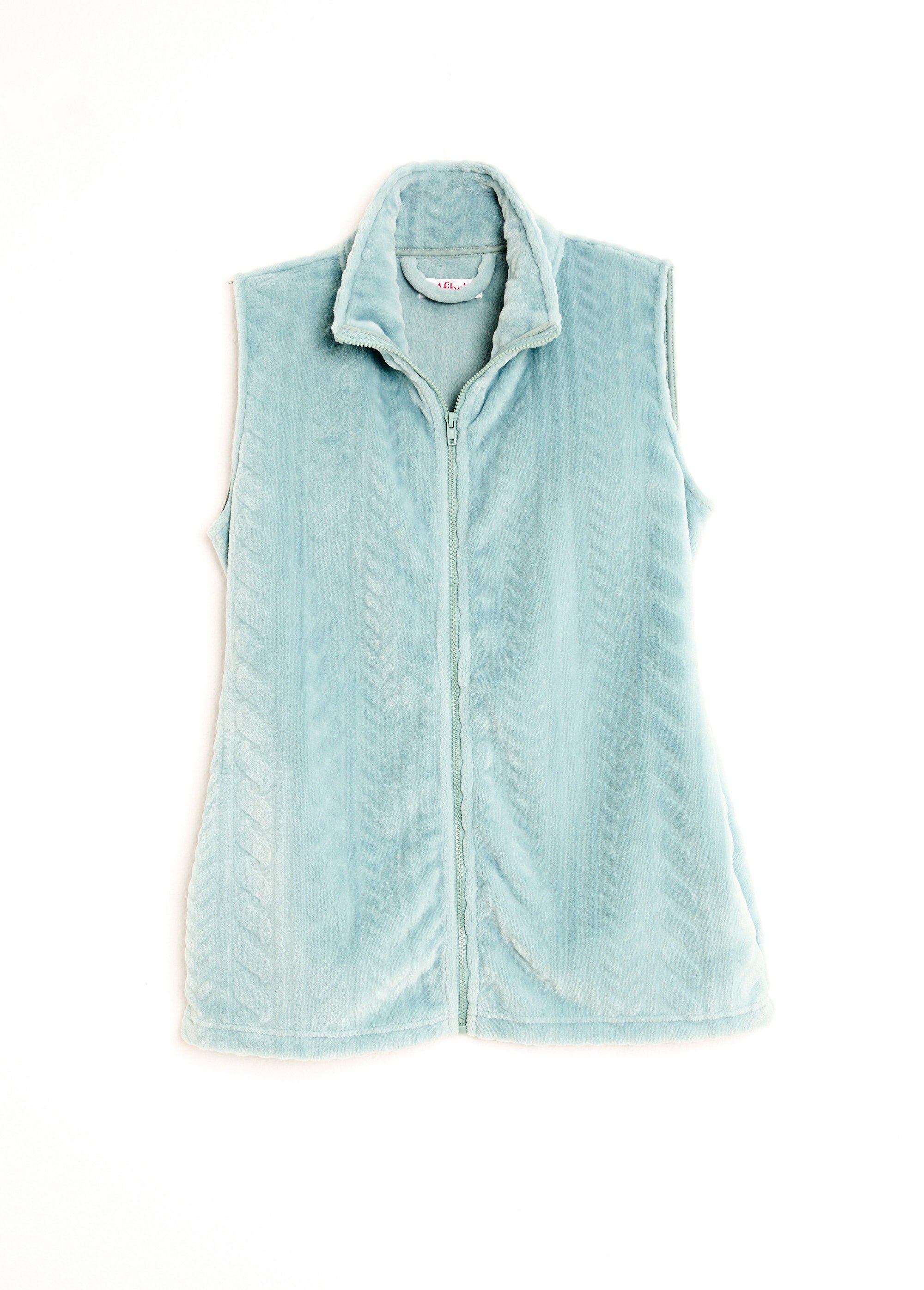 Gilet sans manches zippé polaire toucher peluche Femme Vert SANTIANO AP1