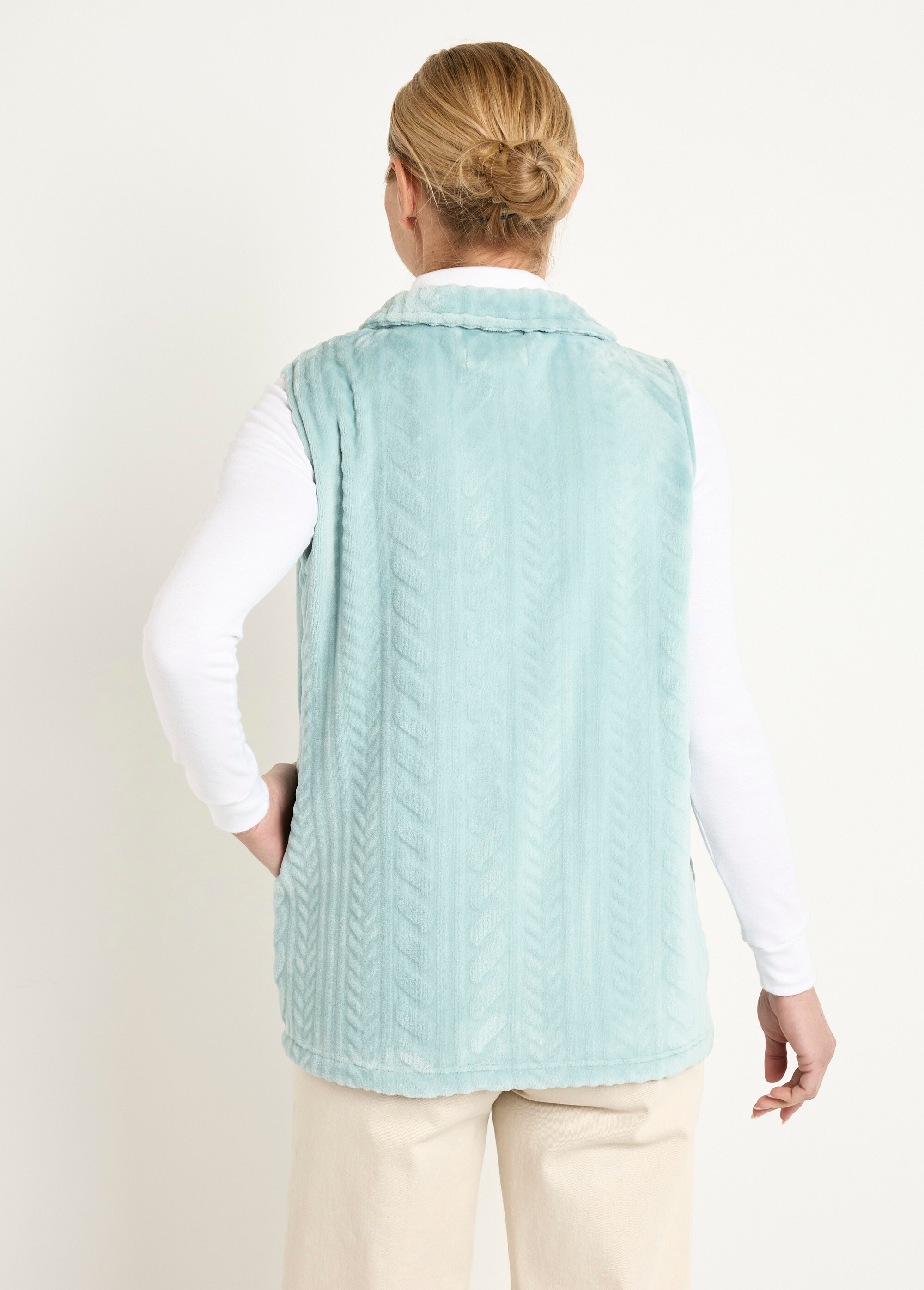 Gilet sans manches zippé polaire toucher peluche Femme Vert SANTIANO DO1