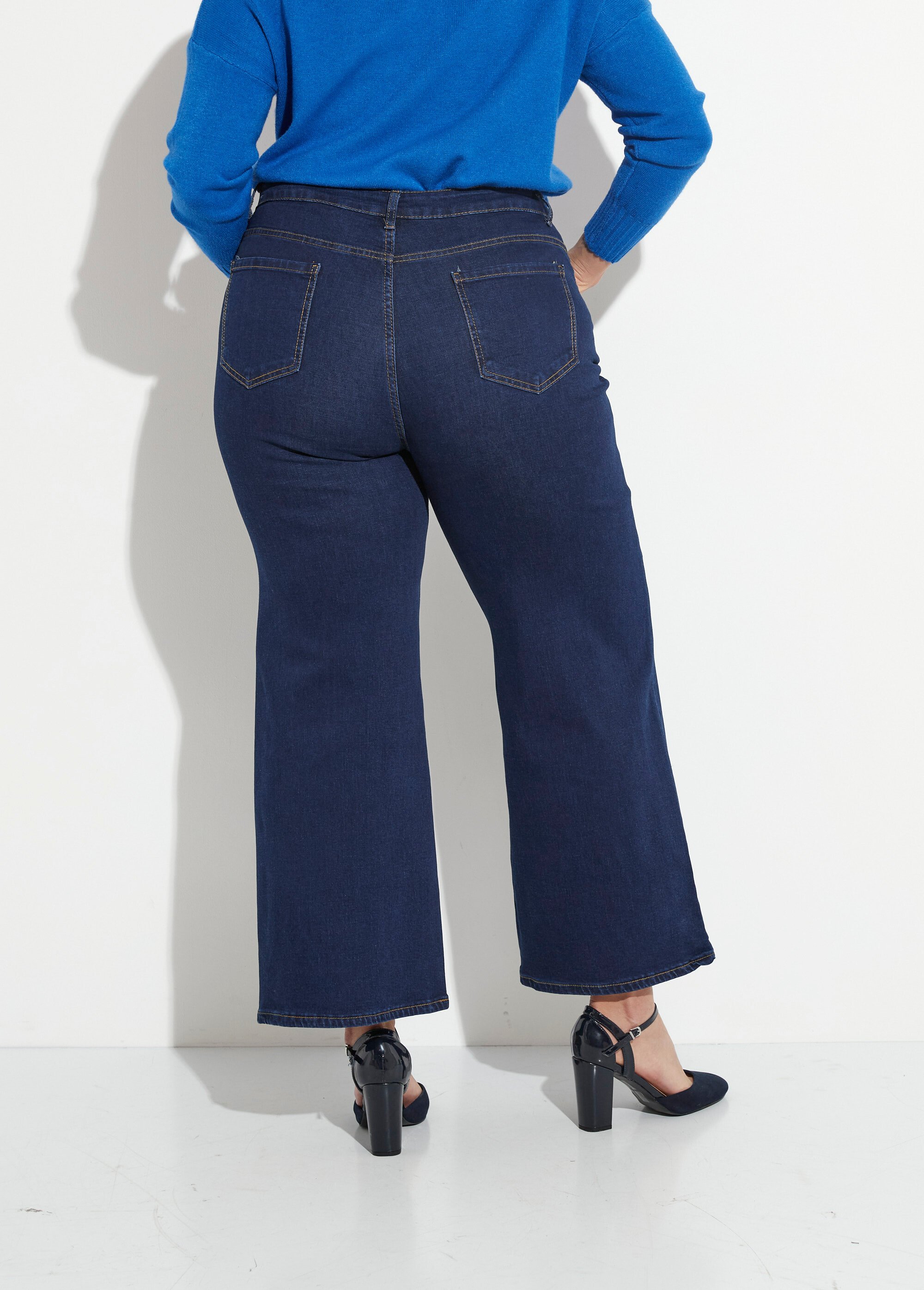 Jean 5 poches extensible coupe large Femme Grande Taille Bleu CHY-1326A DO1