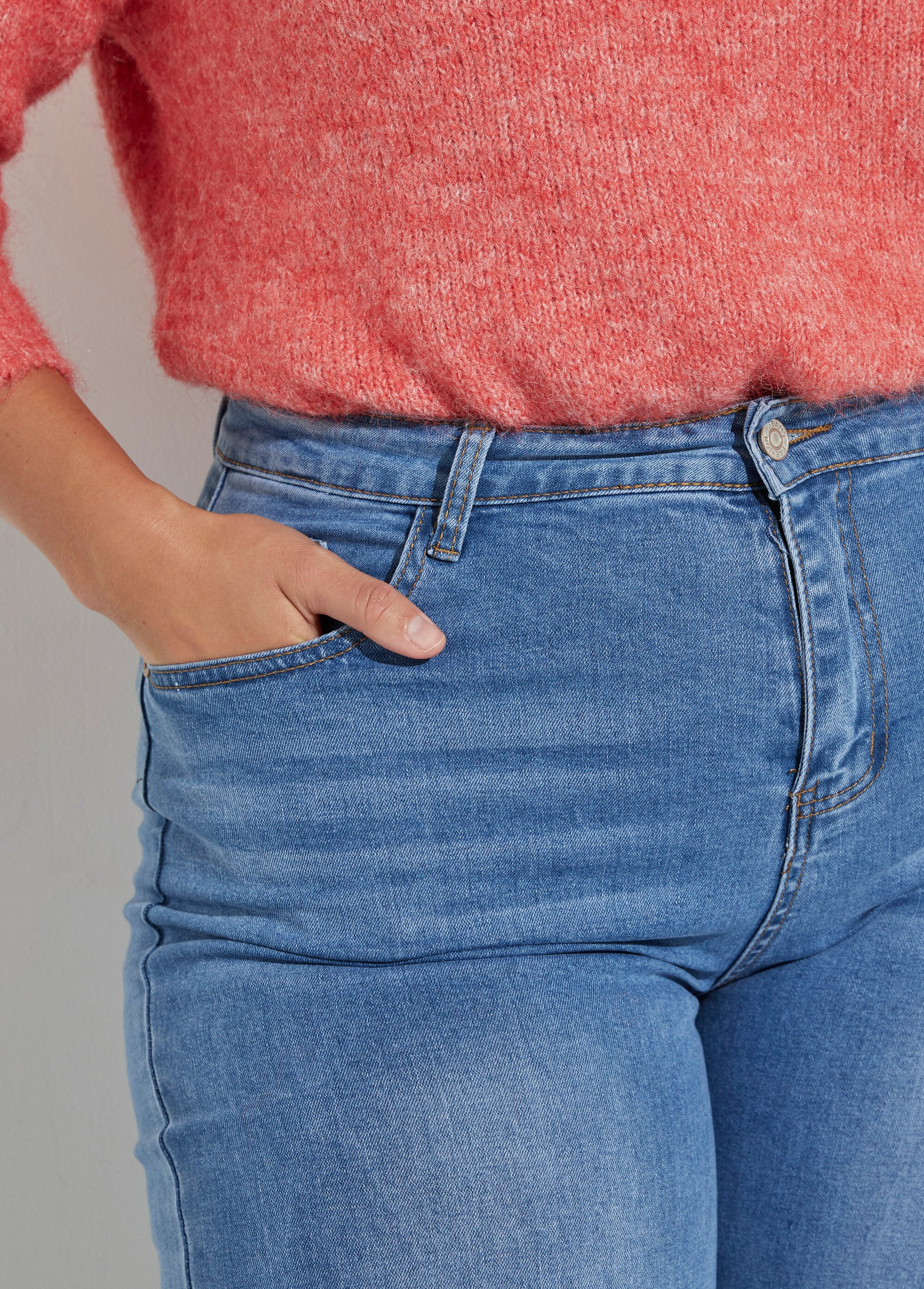 Jean 5 poches extensible coupe large Femme Grande Taille Bleu CHY-1326A DE1