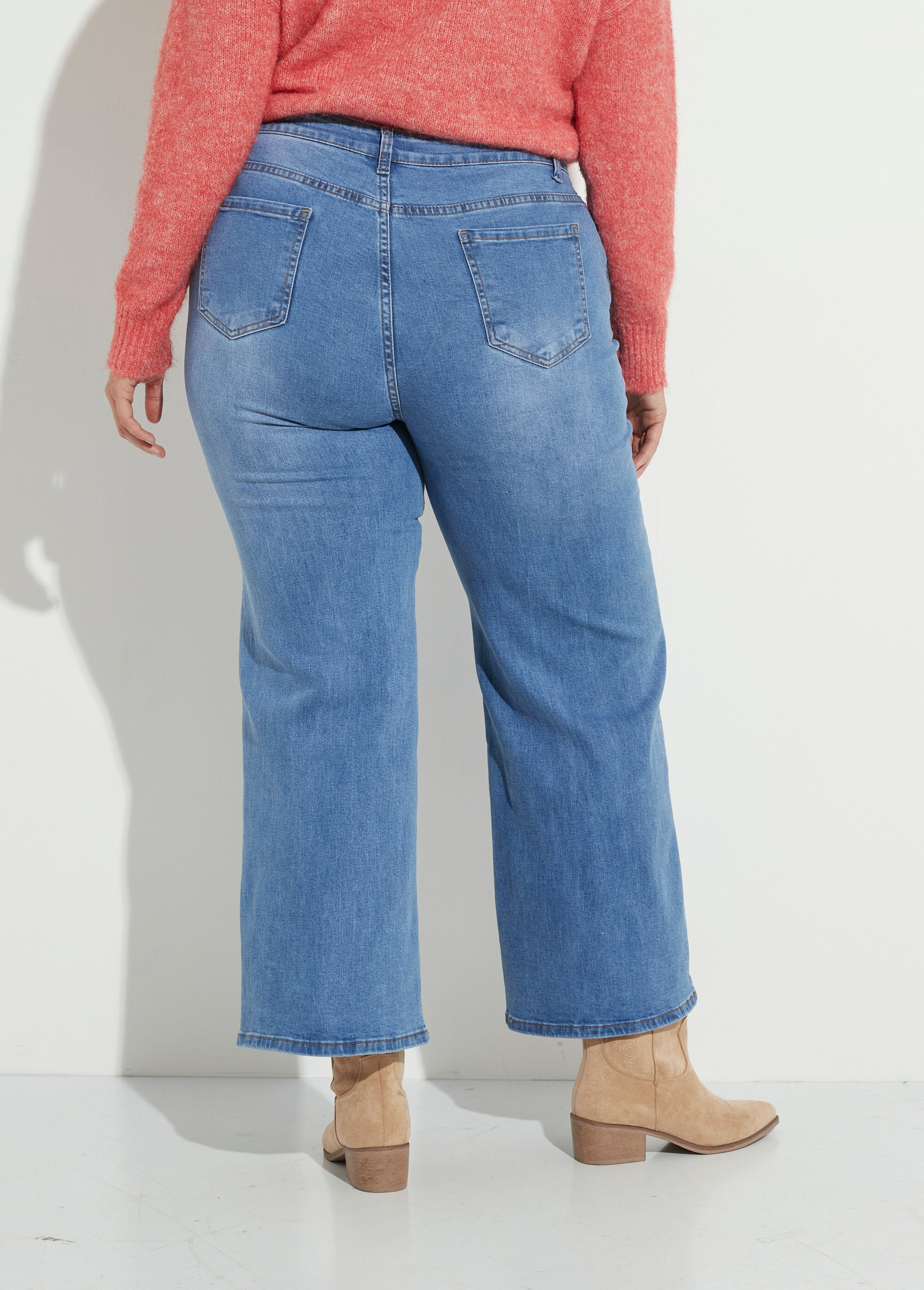 Jean 5 poches extensible coupe large Femme Grande Taille Bleu CHY-1326A DO1