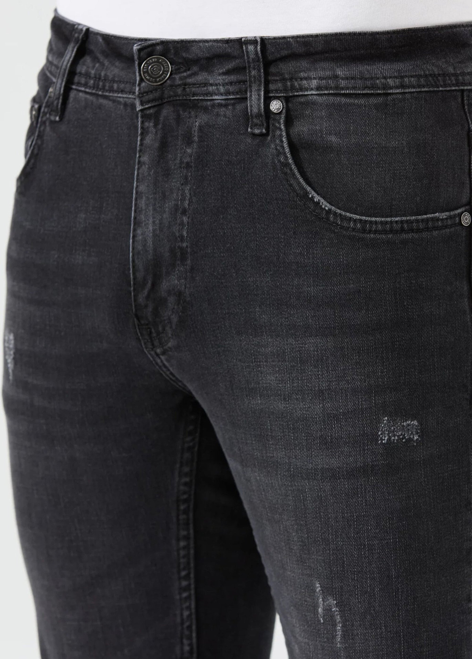 Jean 5 poches regular détails déchirés Homme Noir MFKKALMAN DE1