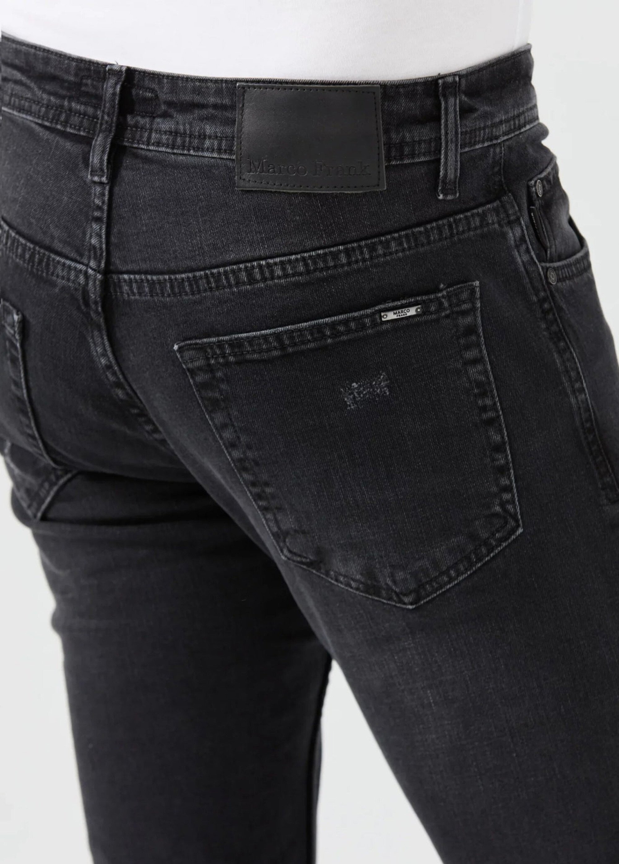 Jean 5 poches regular détails déchirés Homme Noir MFKKALMAN DO1