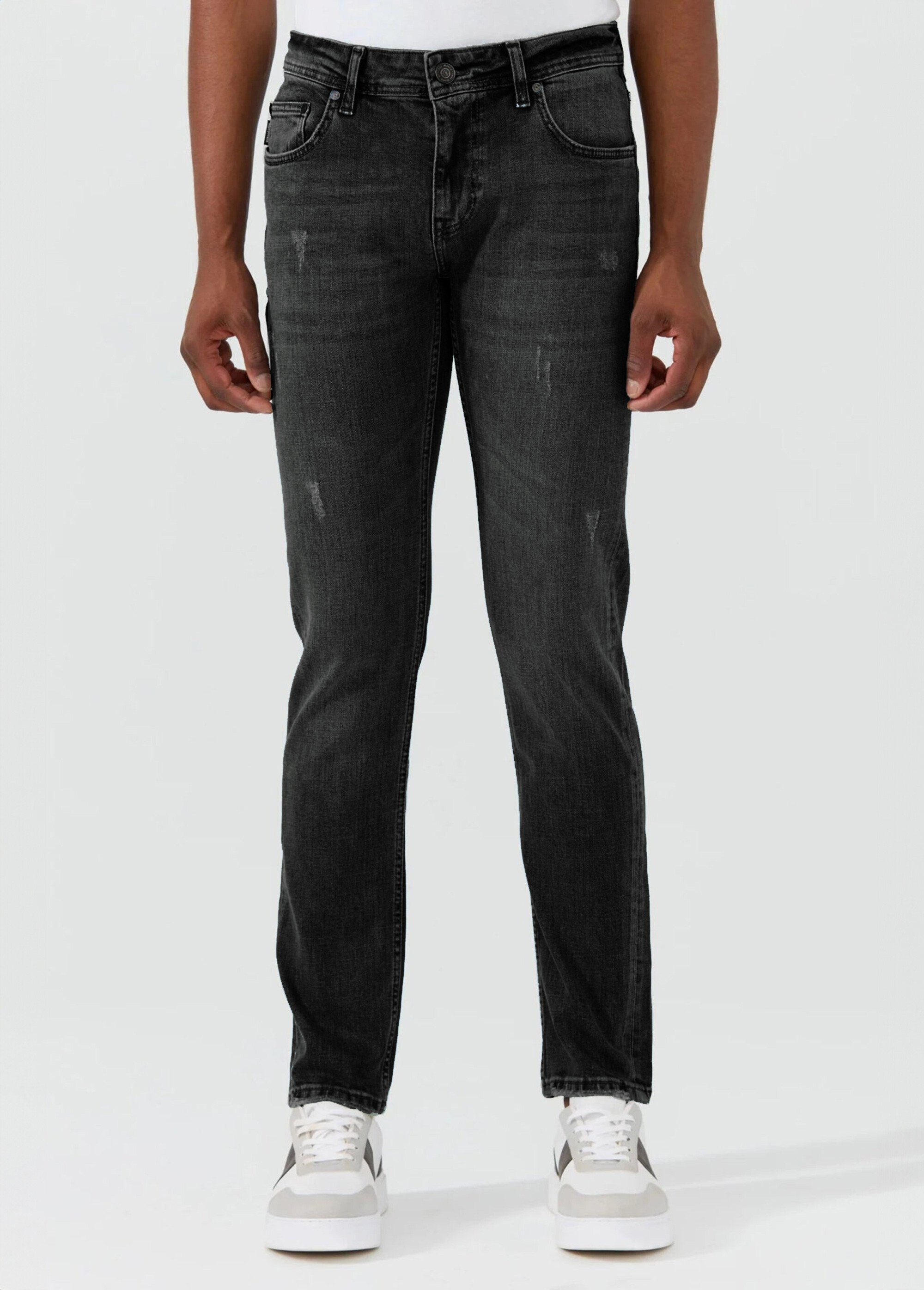 Jean 5 poches regular détails déchirés Homme Noir MFKKALMAN FA1