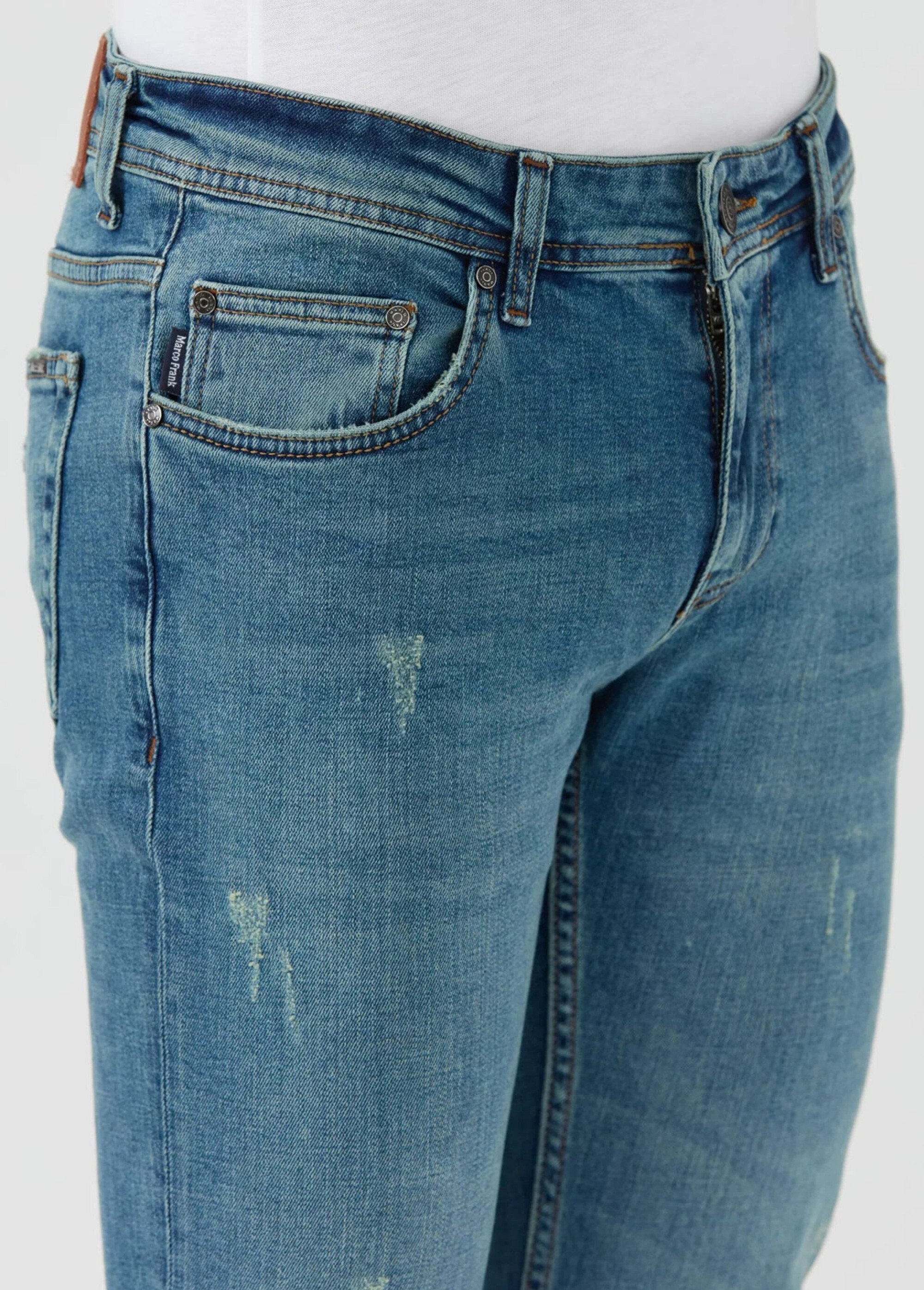 Jean 5 poches regular détails déchirés Homme Bleu MFKKALMAN DE2