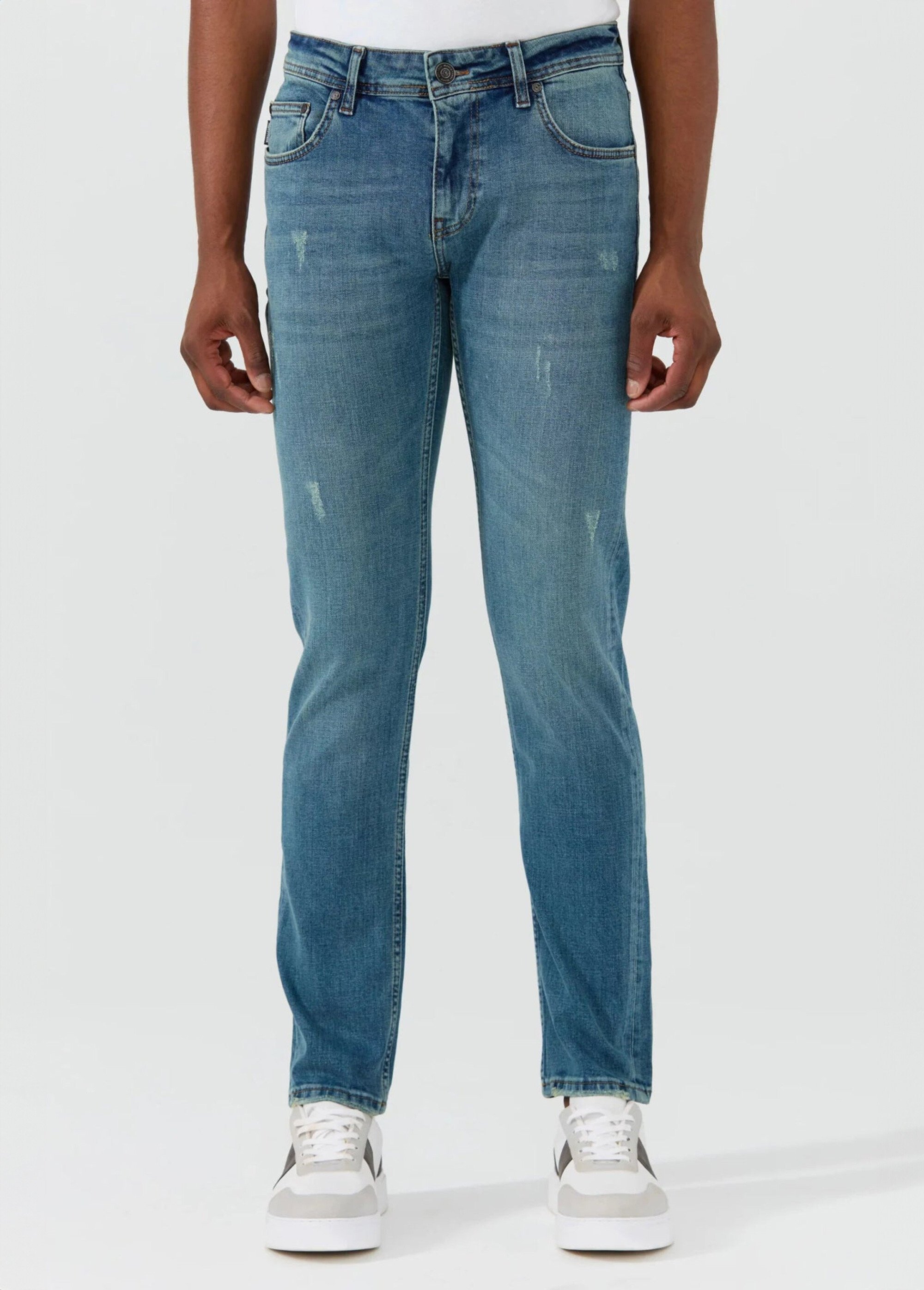 Jean 5 poches regular détails déchirés Homme Bleu MFKKALMAN FA1