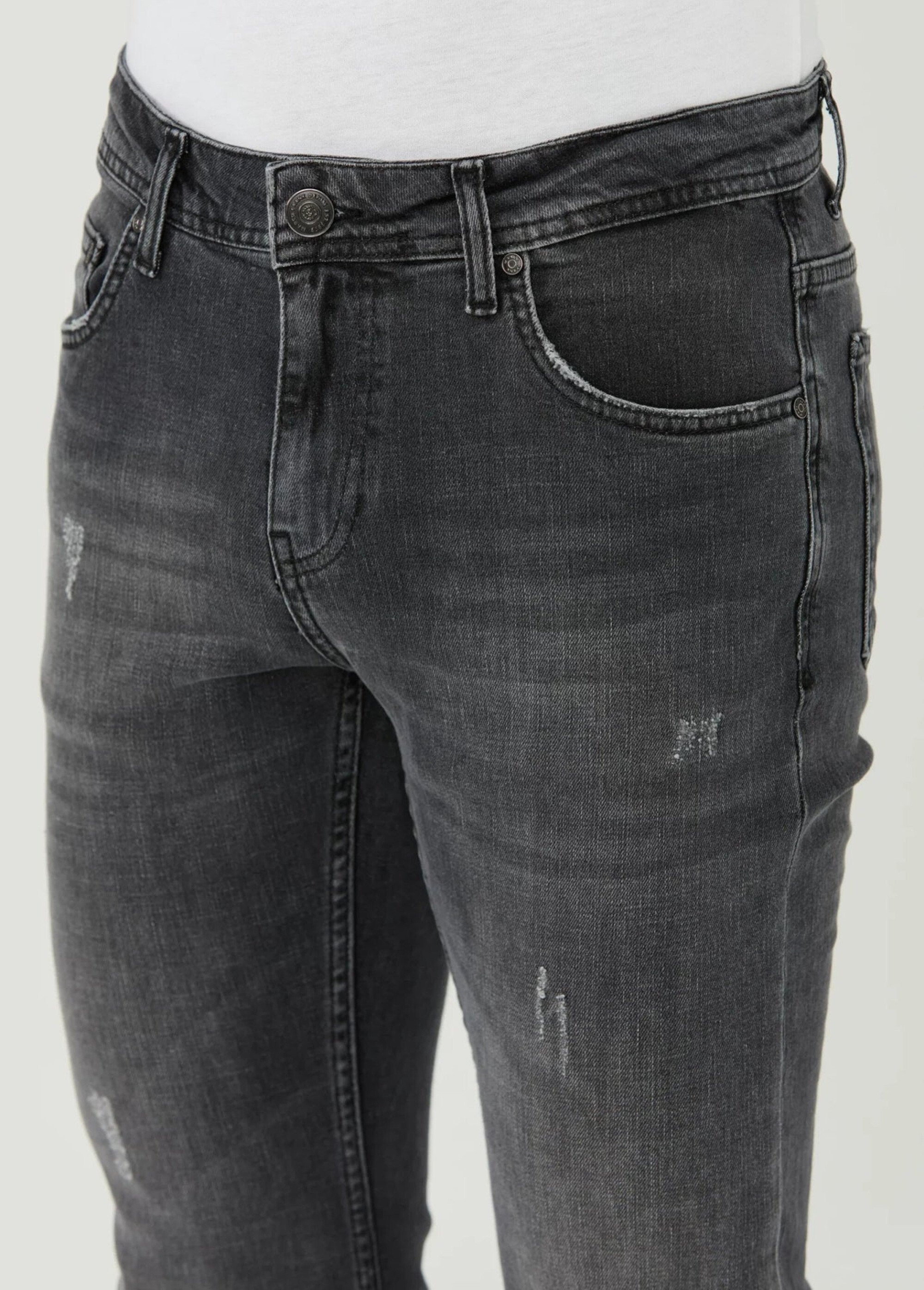 Jean 5 poches regular détails déchirés Homme Gris MFKKALMAN DE1