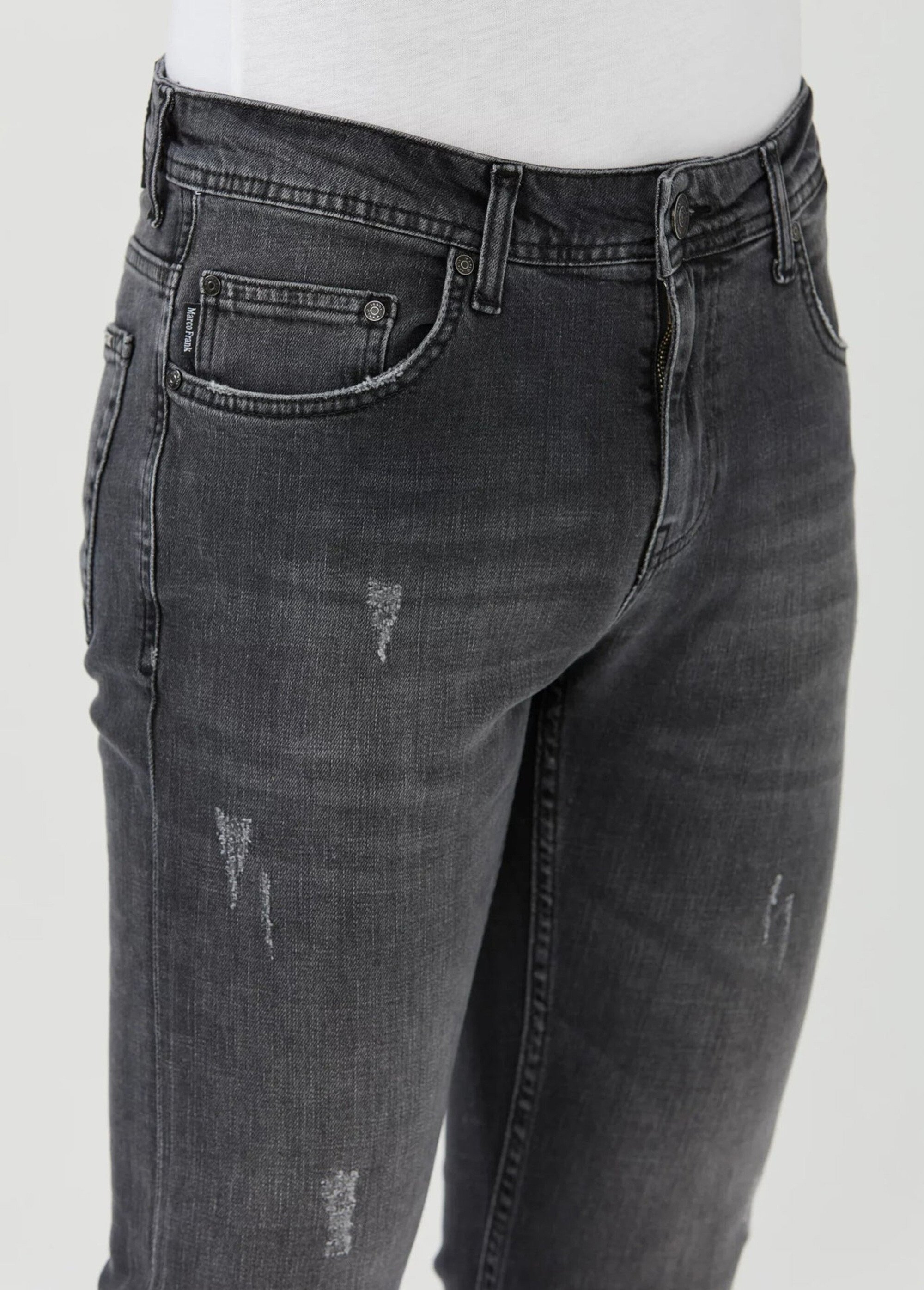 Jean 5 poches regular détails déchirés Homme Gris MFKKALMAN DE2