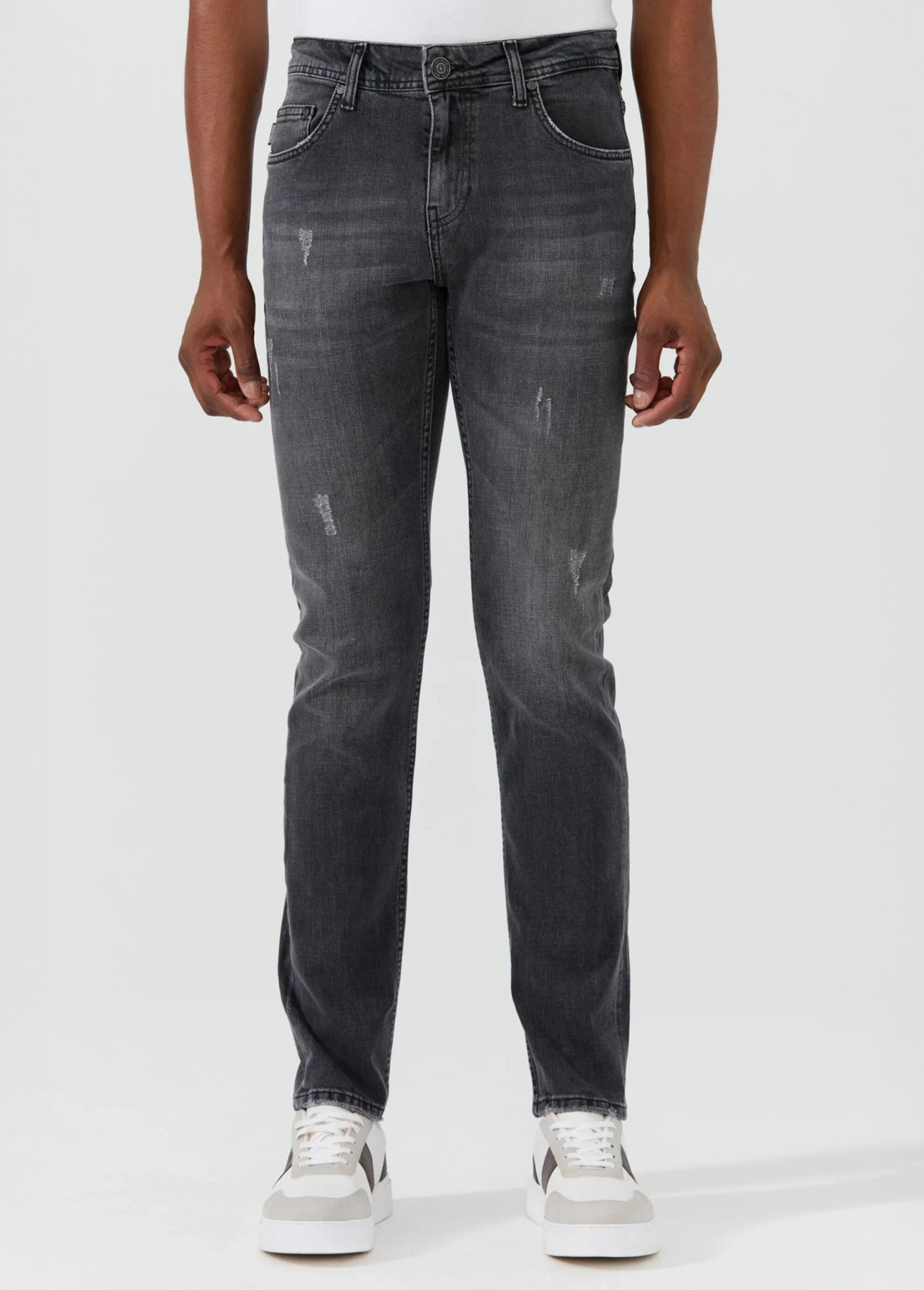 Jean 5 poches regular détails déchirés Homme Gris MFKKALMAN FA1